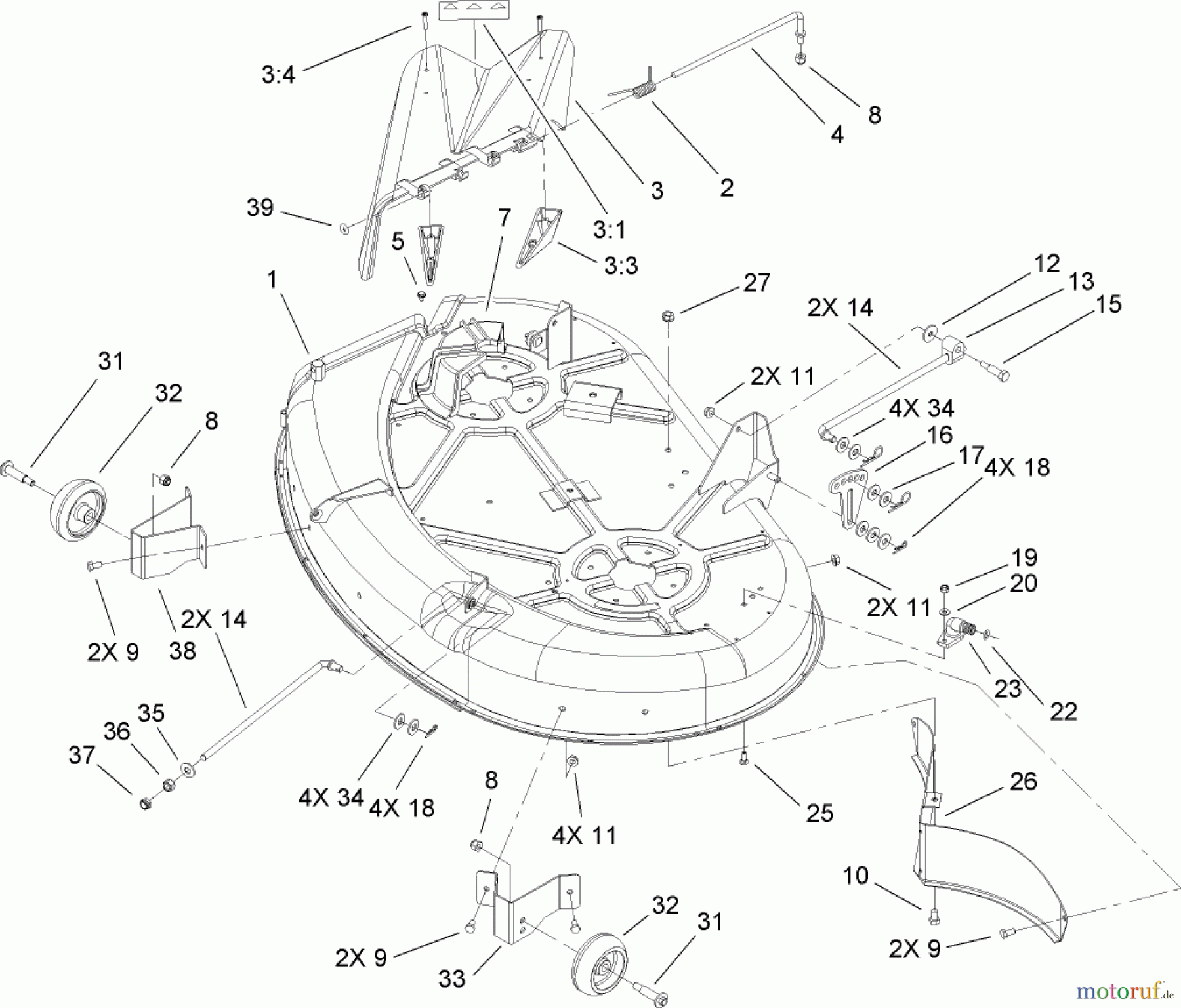  Toro Neu Mowers, Zero-Turn 74403 (Z420) - Toro TimeCutter Z420 Riding Mower, 2006 (260000001-260999999) 42IN DECK ASSEMBLY