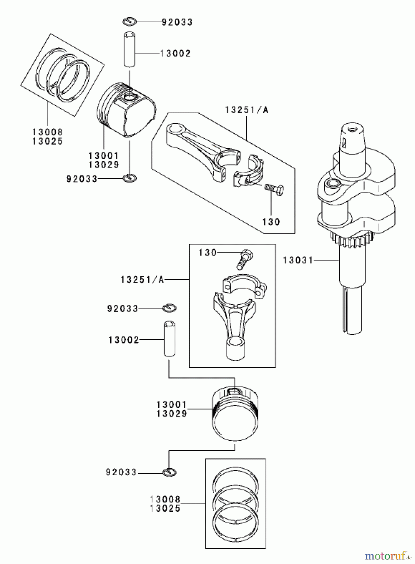  Toro Neu Mowers, Zero-Turn 74405 (18-52ZX) - Toro 18-52ZX TimeCutter ZX Riding Mower, 2003 (230000001-230999999) PISTON / CRANKSHAFT ASSEMBLY KAWASAKI FH531V-AS11