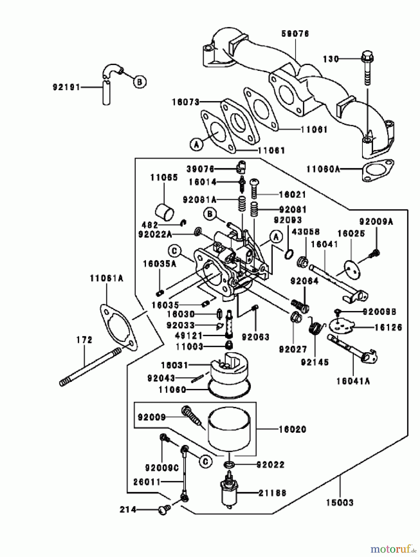  Toro Neu Mowers, Zero-Turn 74405 (18-52ZX) - Toro 18-52ZX TimeCutter ZX Riding Mower, 2004 (240000001-240999999) CARBURETOR ASSEMBLY KAWASAKI FH531V-AS11