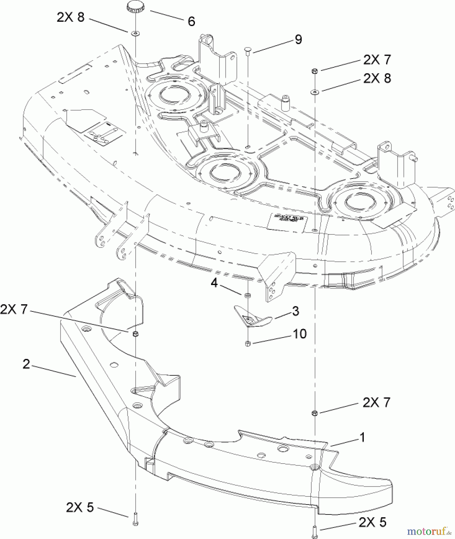  Toro Neu Mowers, Zero-Turn 74406 (ZX440) - Toro TimeCutter ZX440 Riding Mower, 2005 (250000001-250999999) 44IN DECK BAFFLE ASSEMBLY