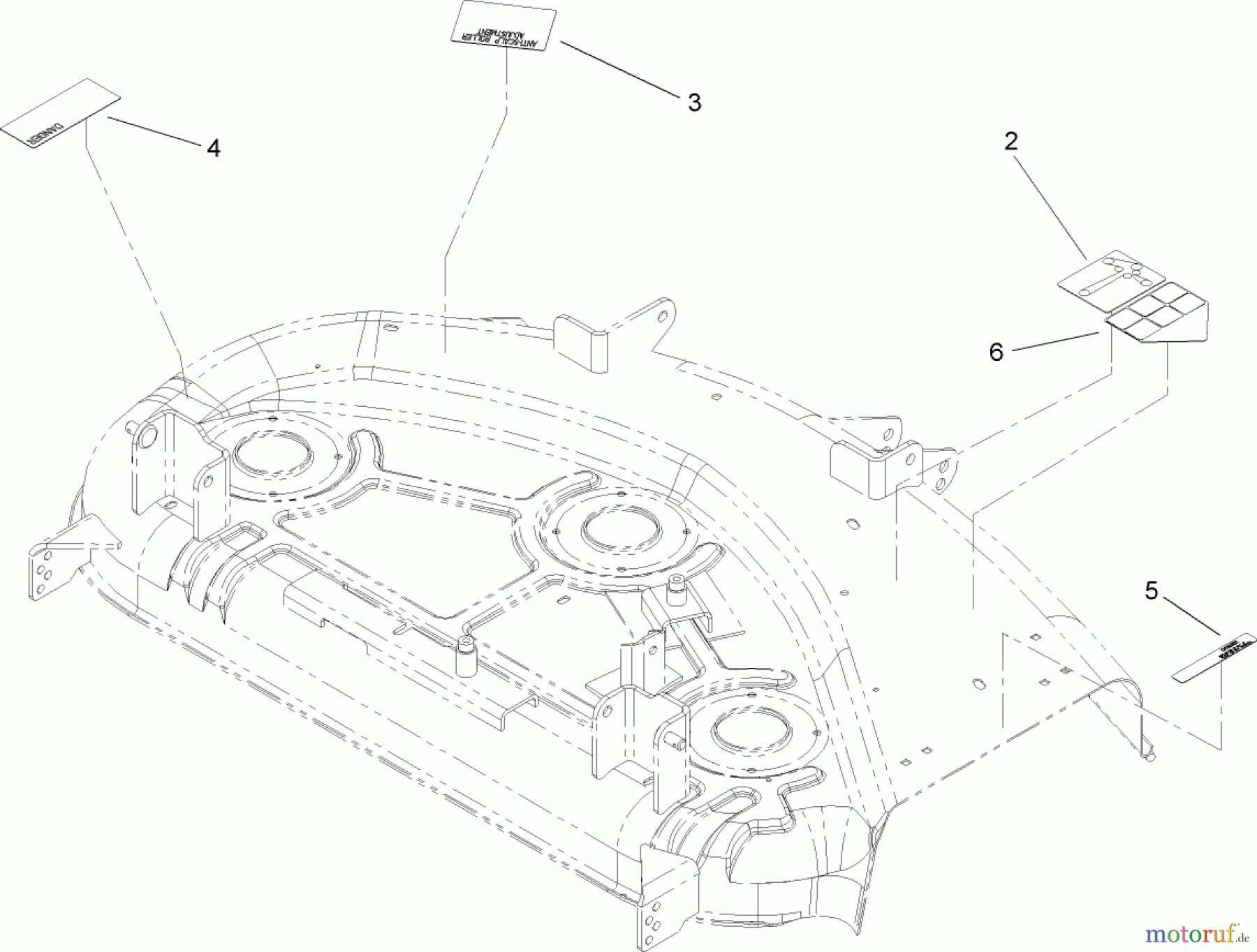 Toro Neu Mowers, Zero-Turn 74406 (ZX440) - Toro TimeCutter ZX440 Riding Mower, 2006 (260000241-260999999) 44IN DECK AND DECAL ASSEMBLY NO. 105-6967