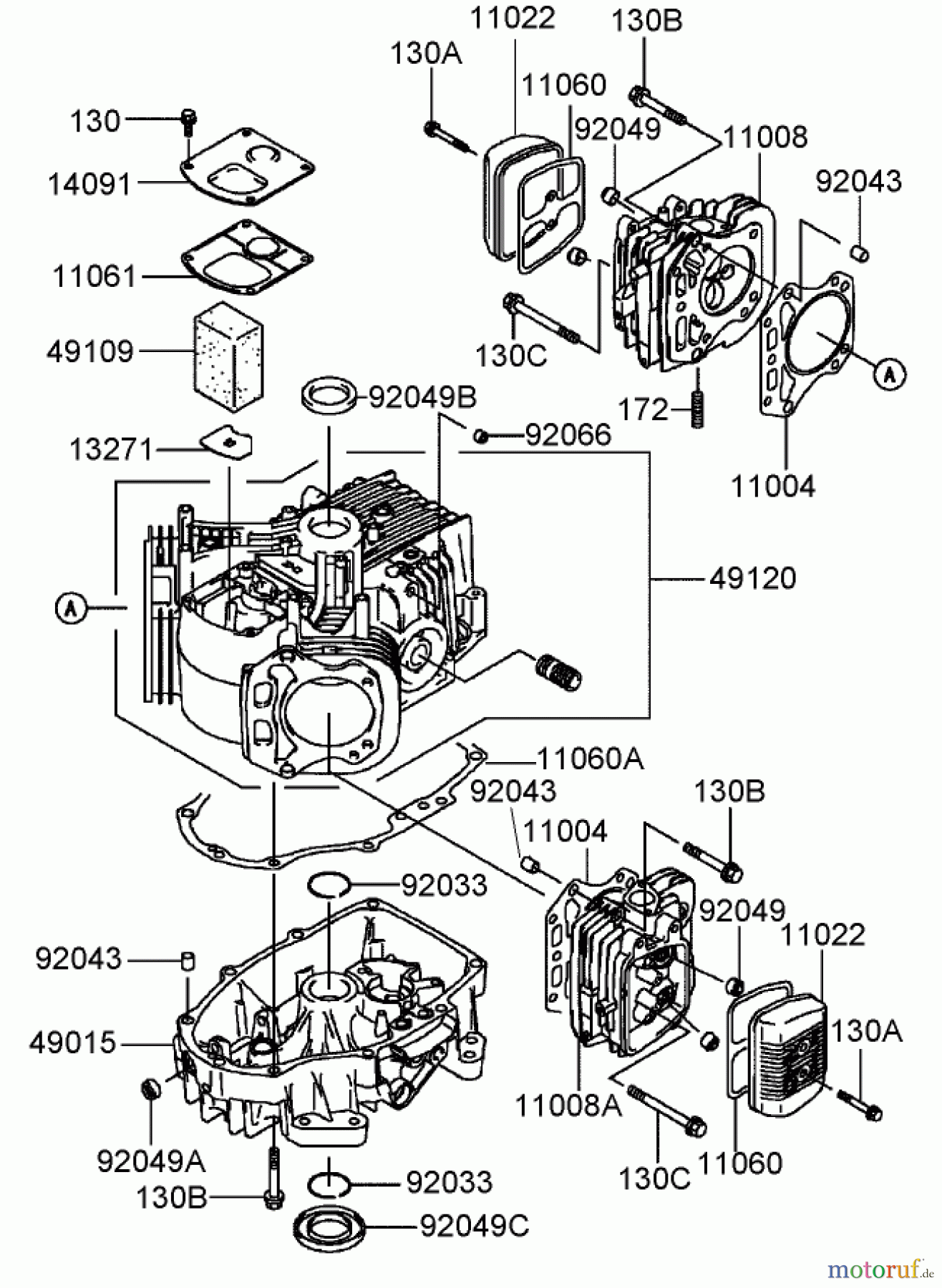  Toro Neu Mowers, Zero-Turn 74406 (ZX440) - Toro TimeCutter ZX440 Riding Mower, 2006 (260000241-260999999) CYLINDER AND CRANKCASE ASSEMBLY KAWASAKI FH541V-BS50-R