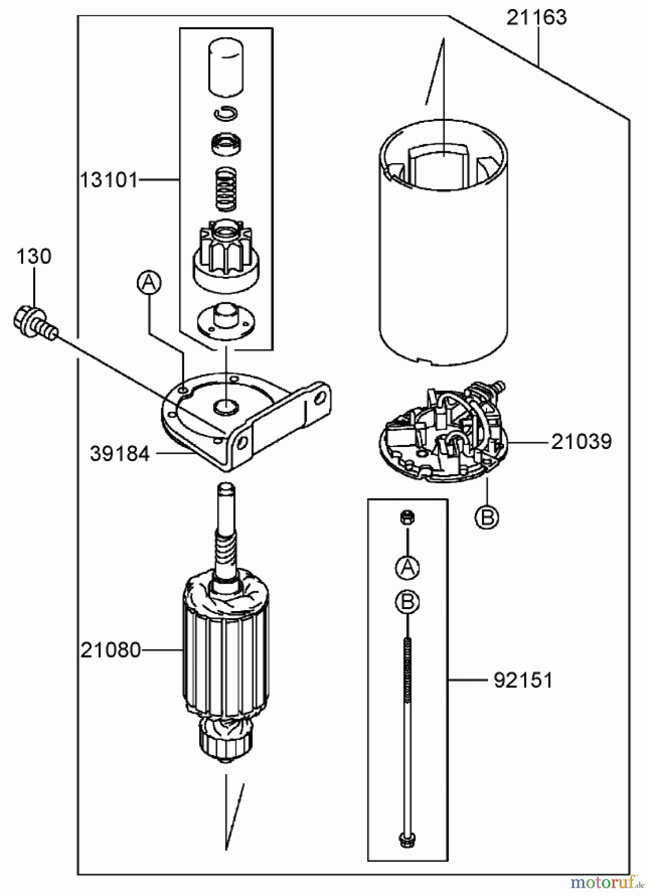  Toro Neu Mowers, Zero-Turn 74406 (ZX440) - Toro TimeCutter ZX440 Riding Mower, 2006 (260000241-260999999) STARTER ASSEMBLY KAWASAKI FH541V-BS50-R