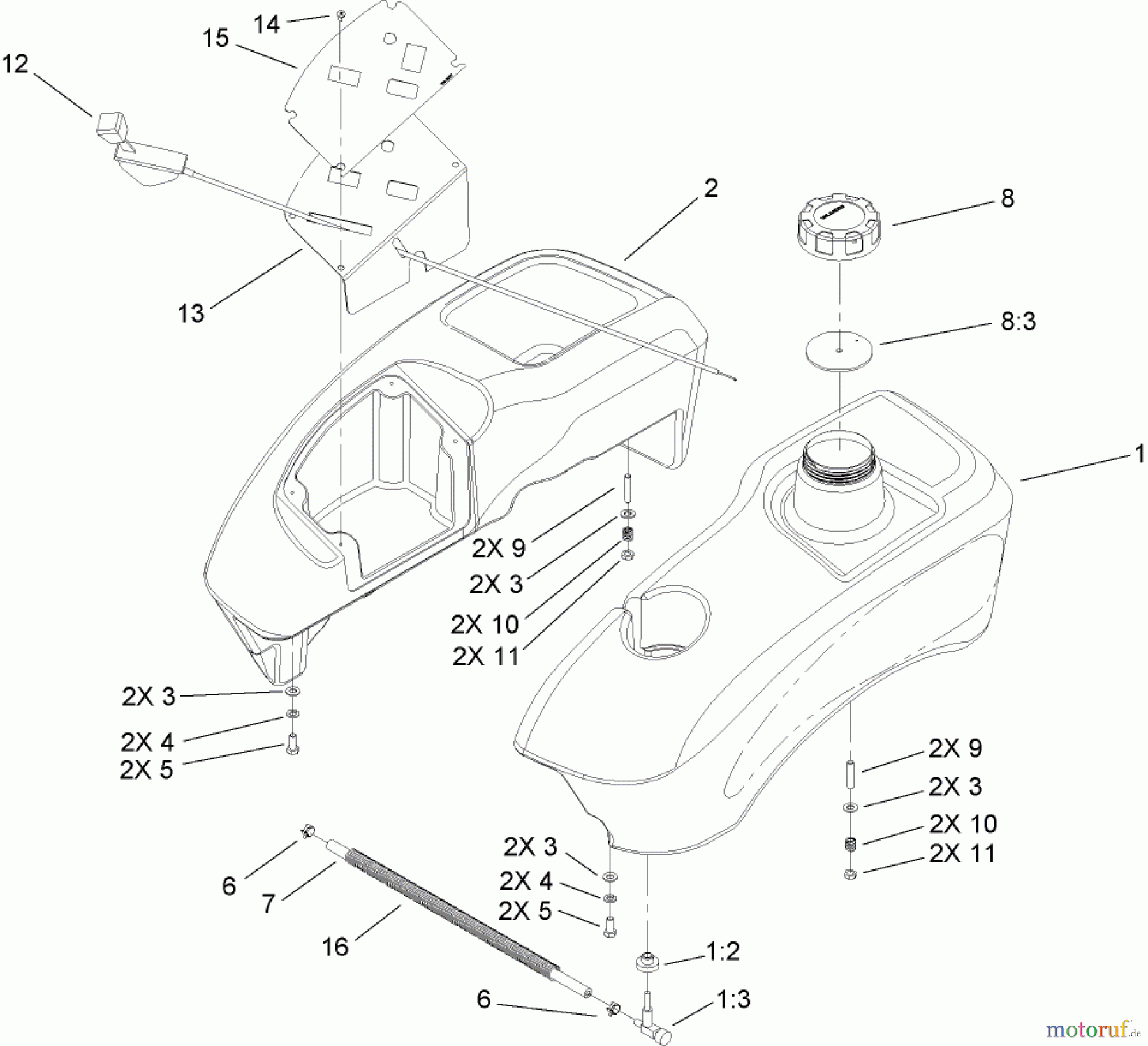  Toro Neu Mowers, Zero-Turn 74406 (ZX440) - Toro TimeCutter ZX440 Riding Mower, 2008 (280000001-280999999) FUEL TANK AND CONTROL POD ASSEMBLY