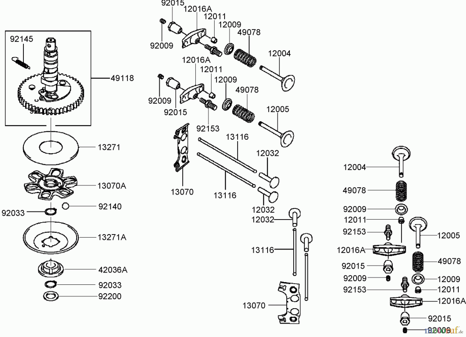  Toro Neu Mowers, Zero-Turn 74407 (ZX525) - Toro TimeCutter ZX525 Riding Mower, 2006 (260000001-260999999) VALVE AND CAMSHAFT ASSEMBLY KAWASAKI FH541V-BS50-R