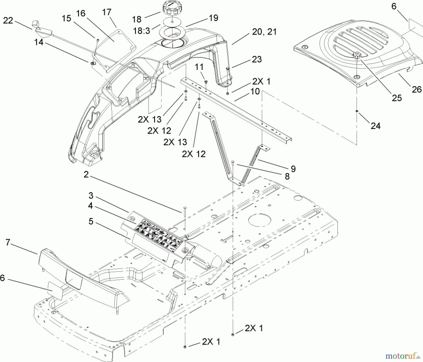  Toro Neu Mowers, Zero-Turn 74419 (Z380) - Toro TimeCutter Z380 Riding Mower, 2007 (270000001-270999999) STYLING ASSEMBLY