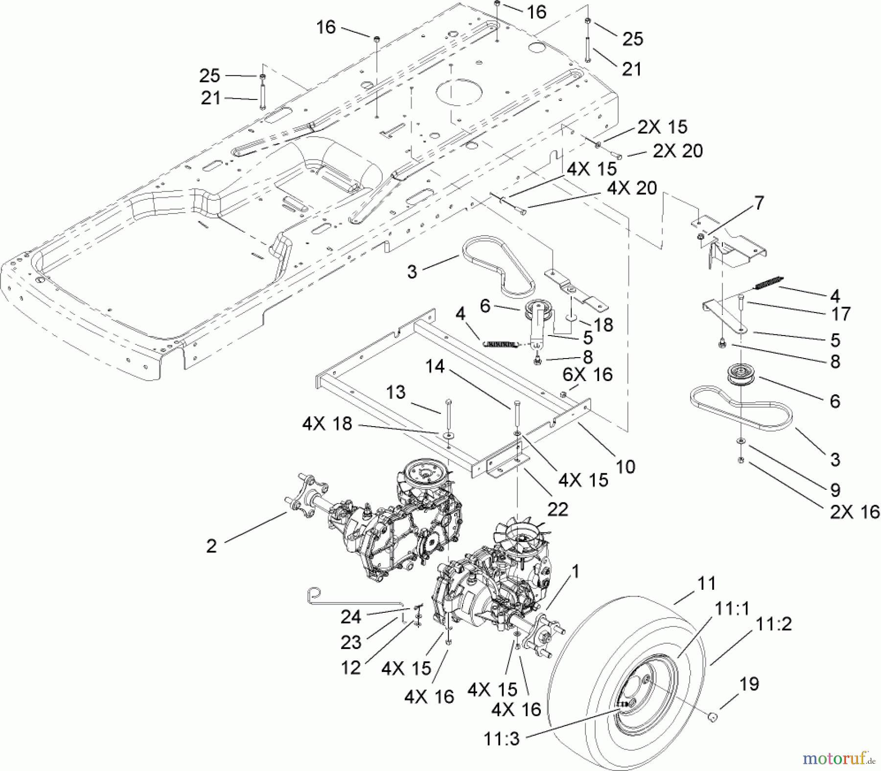  Toro Neu Mowers, Zero-Turn 74425 (Z530) - Toro TimeCutter Z530 Riding Mower, 2007 (270000001-270999999) HYDRO AND BELT DRIVE ASSEMBLY