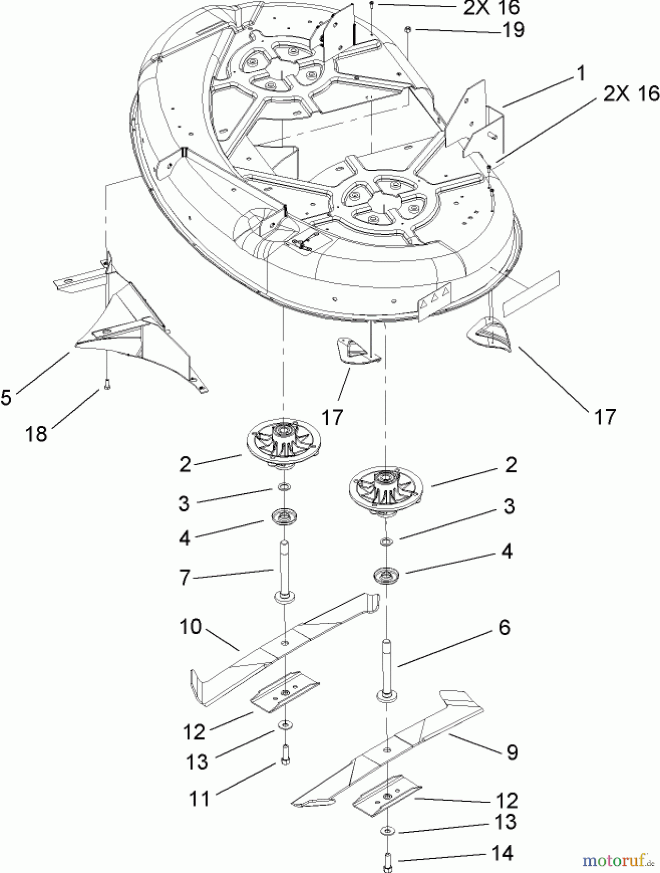 Toro Neu Mowers, Zero-Turn 74433 (ZD420) - Toro TimeCutter ZD420 Riding Mower, 2008 (280000001-280999999) 42 INCH BOTTOM DECK ASSEMBLY
