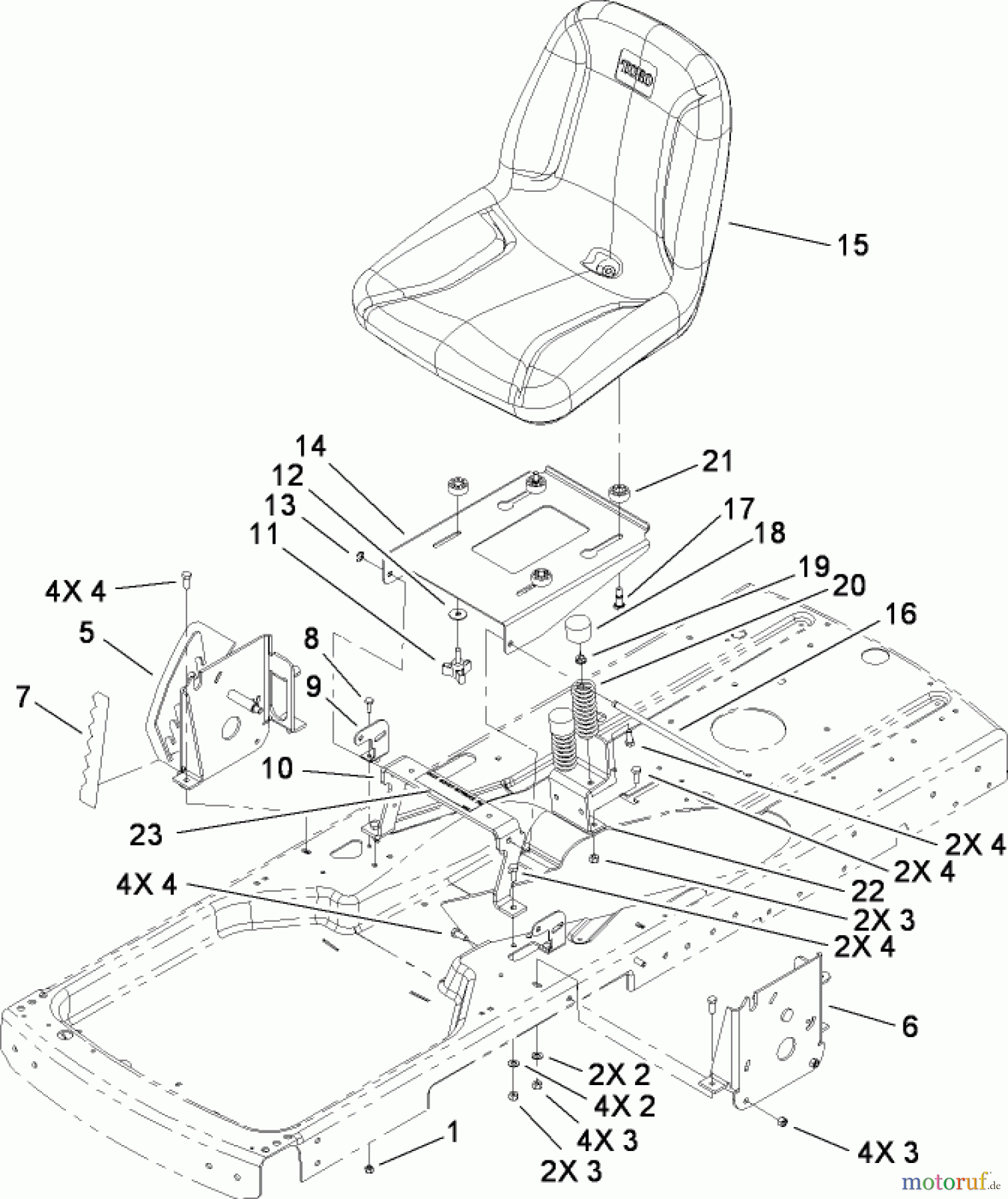 Toro Neu Mowers, Zero-Turn 74433 (ZD420) - Toro TimeCutter ZD420 Riding Mower, 2009 (290000001-290999999) SEAT ASSEMBLY