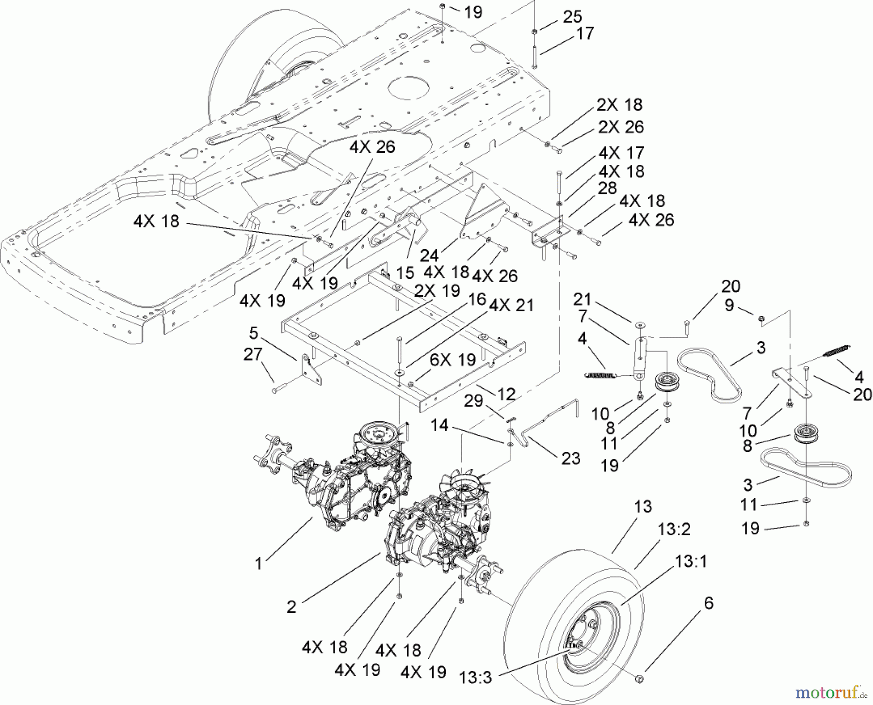  Toro Neu Mowers, Zero-Turn 74434 (ZD530) - Toro TimeCutter ZD530 Riding Mower, 2007 (270000001-270999999) DRIVE ASSEMBLY
