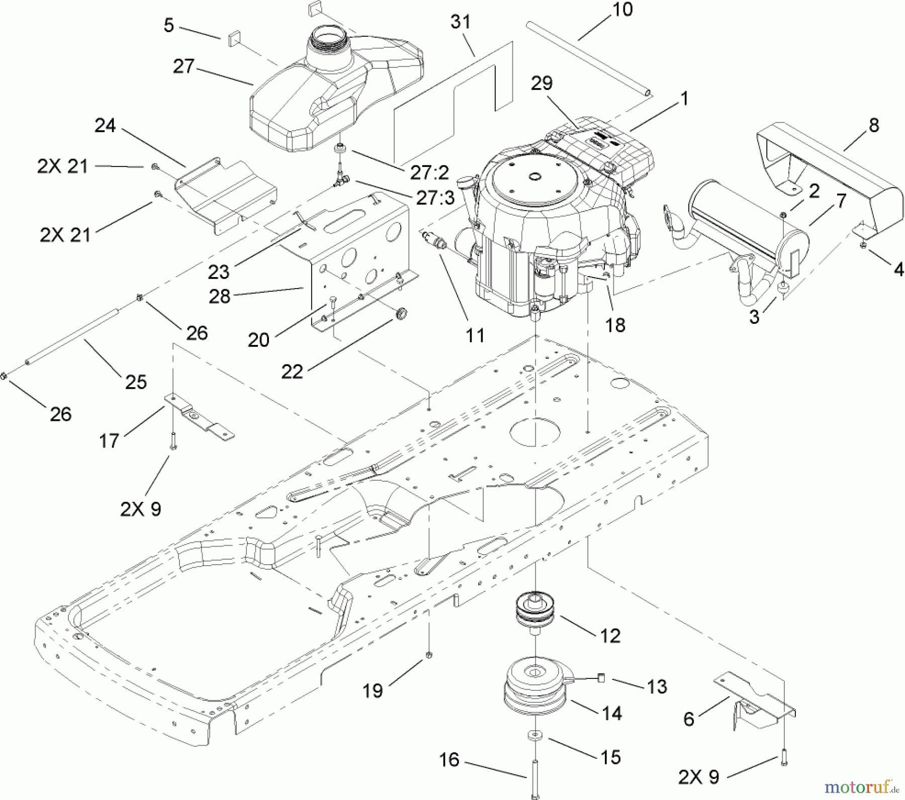Toro Neu Mowers, Zero-Turn 74434 (ZD530) - Toro TimeCutter ZD530 Riding Mower, 2007 (270000001-270999999) ENGINE ASSEMBLY