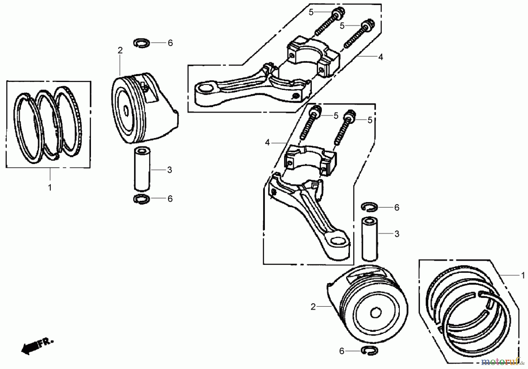  Toro Neu Mowers, Zero-Turn 74434 (ZD530) - Toro TimeCutter ZD530 Riding Mower, 2007 (270000001-270999999) PISTON AND CONNECTING ROD ASSEMBLY HONDA GXV530 EXA2