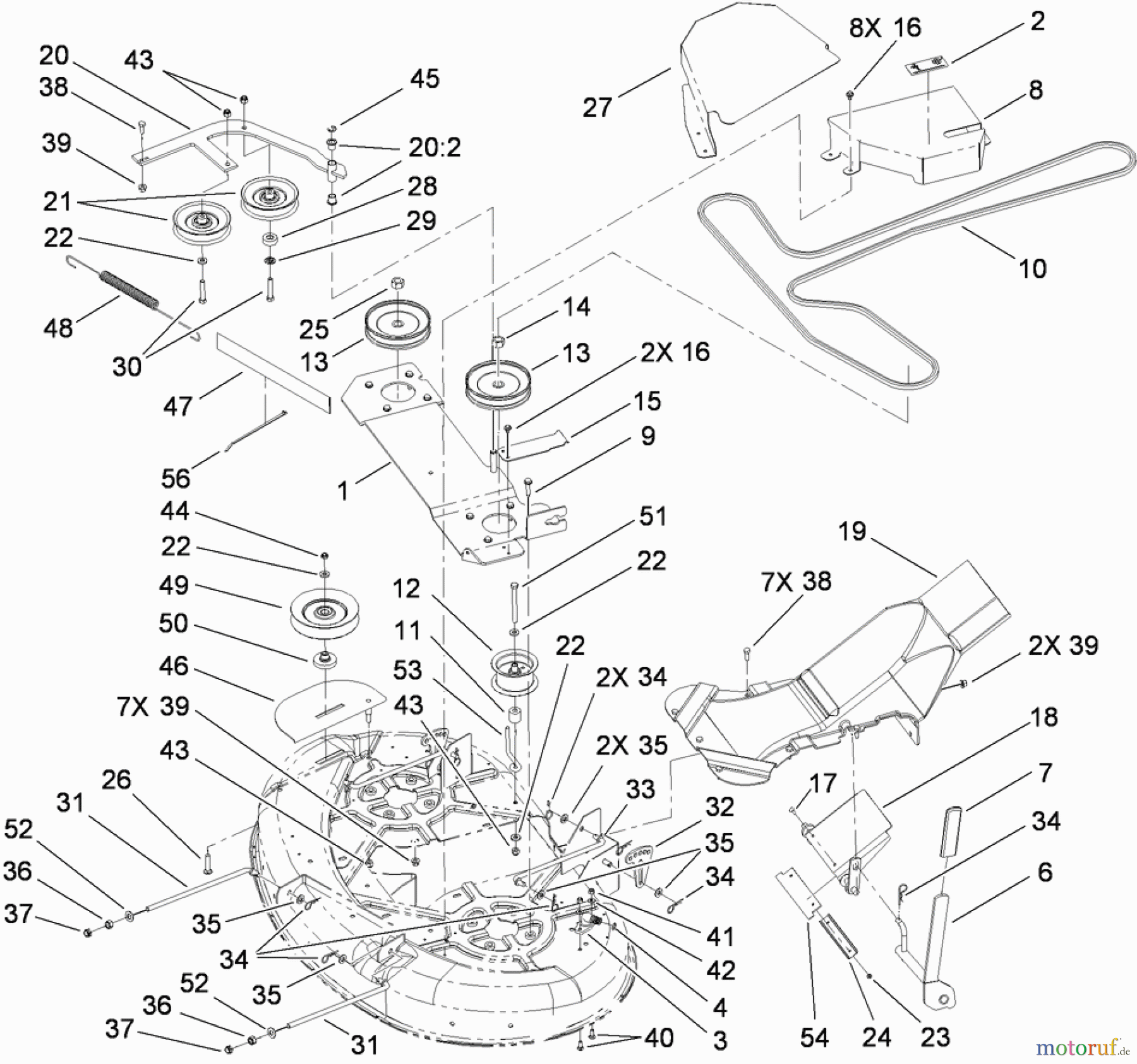  Toro Neu Mowers, Zero-Turn 74437 (ZD420T) - Toro TimeCutter ZD420T Riding Mower, 2009 (290000001-290999999) 42 INCH TOP DECK ASSEMBLY