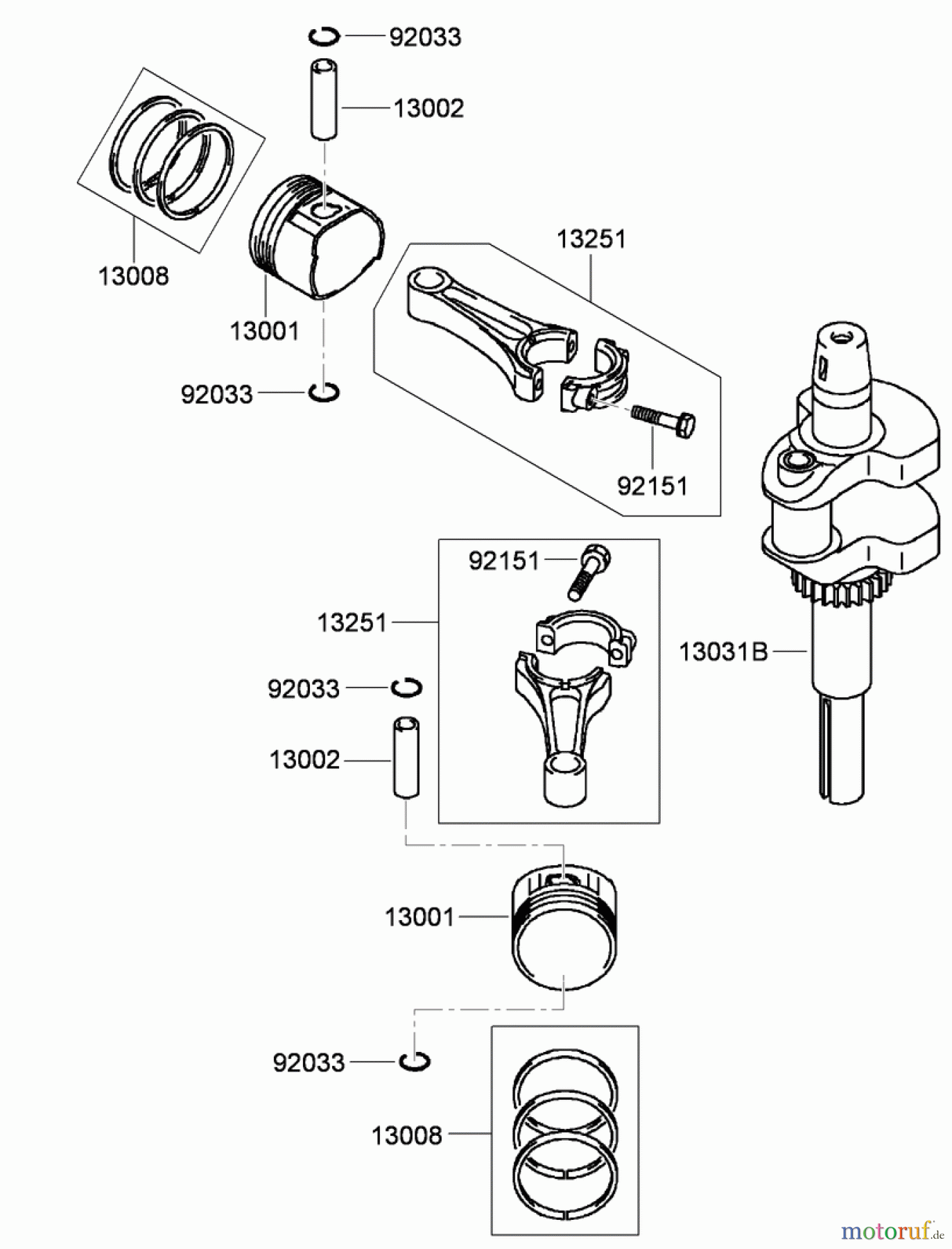  Toro Neu Mowers, Zero-Turn 74437 (ZD420T) - Toro TimeCutter ZD420T Riding Mower, 2009 (290000001-290999999) PISTON AND CRANKSHAFT ASSEMBLY KAWASAKI FH541V-CS50