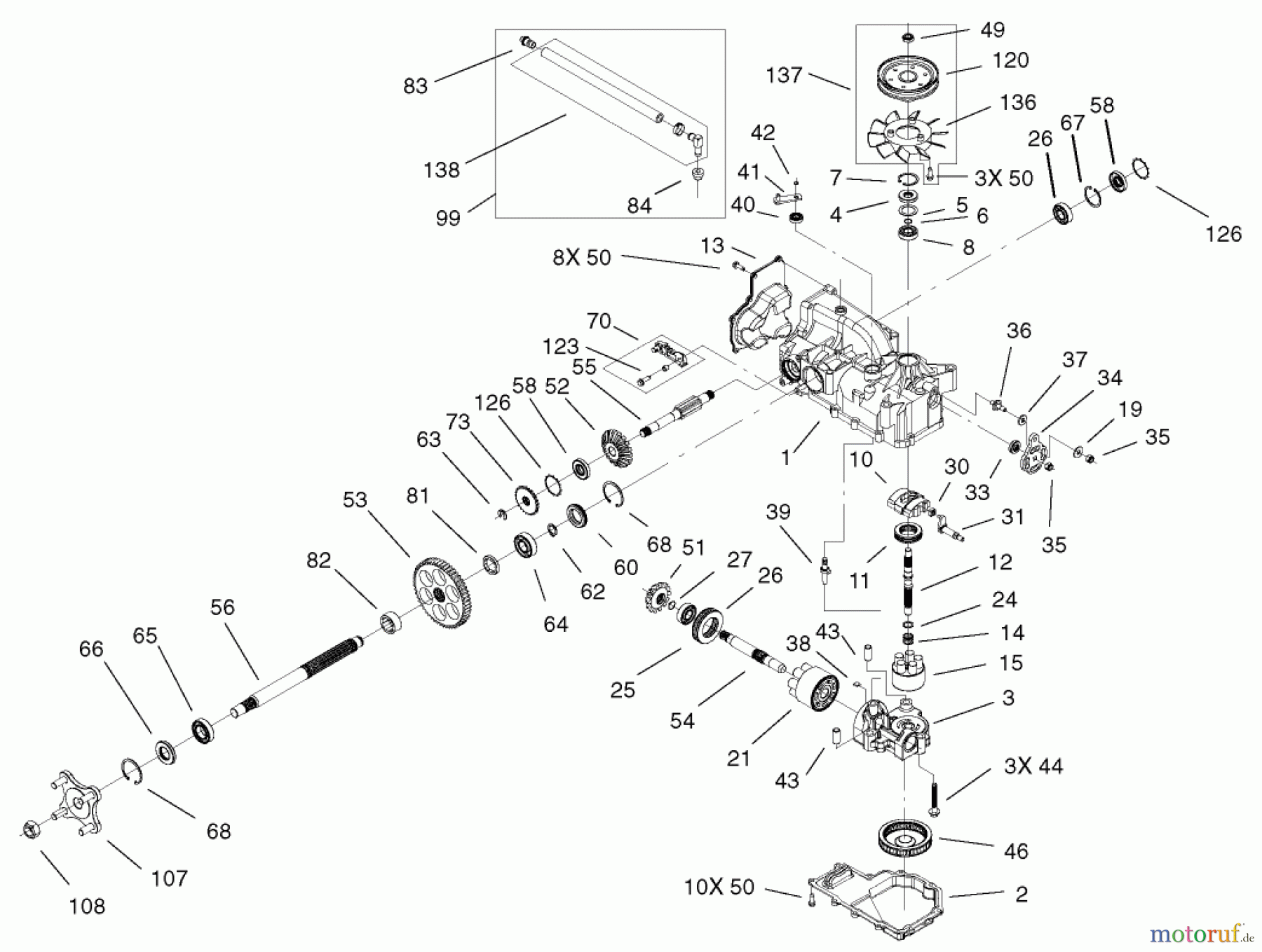  Toro Neu Mowers, Zero-Turn 74501 (Z16-44) - Toro Z16-44 TimeCutter Z Riding Mower, 2002 (220000001-220999999) RH HYDRO TRANSAXLE ASSEMBLY NO. 100-7360