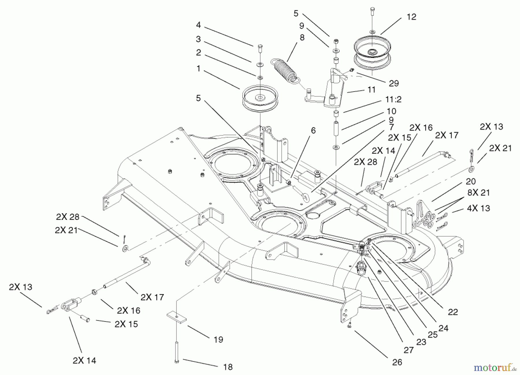  Toro Neu Mowers, Zero-Turn 74502 (Z16-44) - Toro Z16-44 TimeCutter Z Riding Mower, 2002 (220000001-220999999) 44IN DECK BELT DRIVE AND LIFT ASSEMBLY
