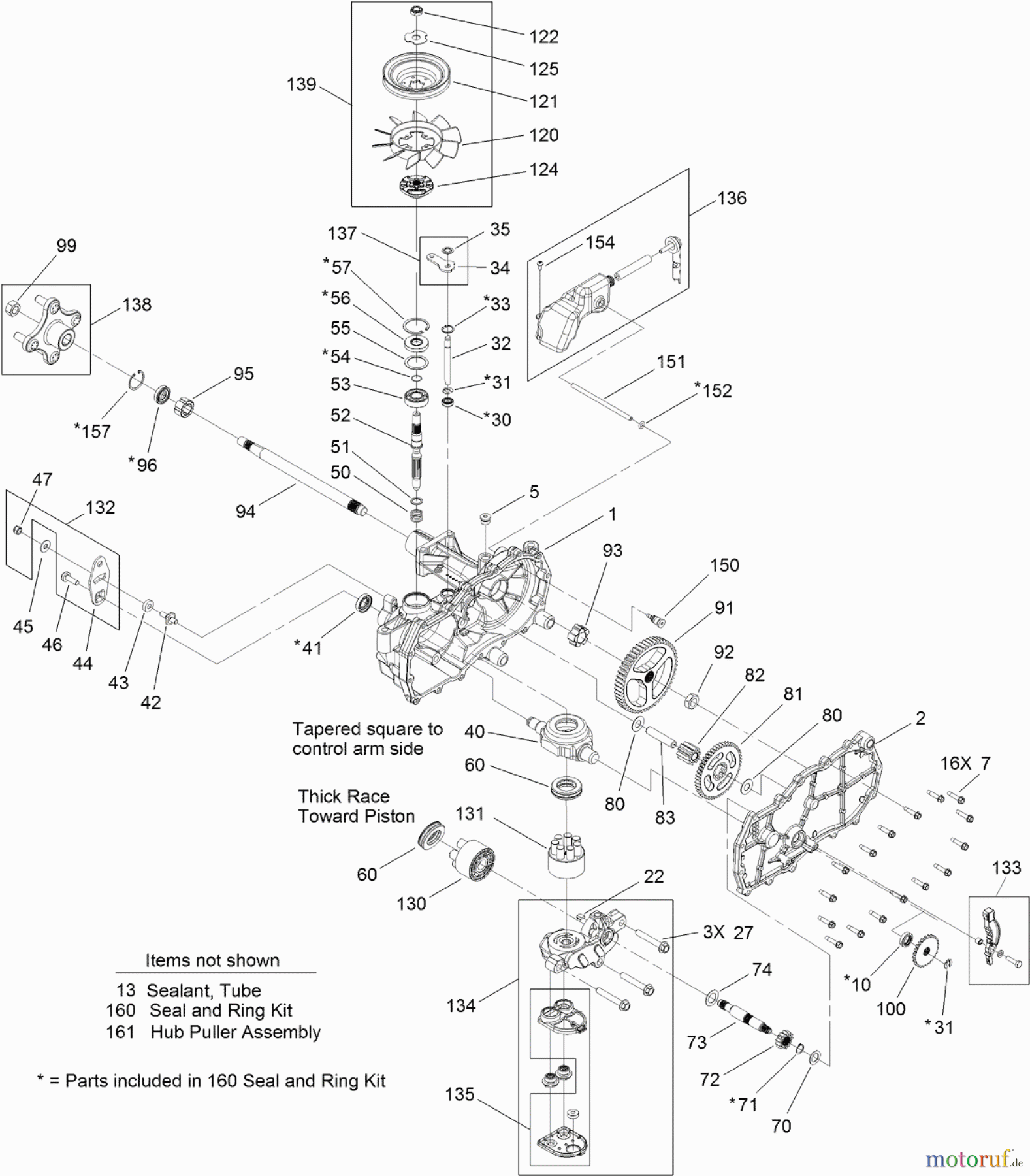  Toro Neu Mowers, Zero-Turn 74622 (4200) - Toro TimeCutter SS 4200 Riding Mower, 2011 (311000001-311999999) RIGHT HAND HYDRO TRANSAXLE ASSEMBLY NO. 119-3331