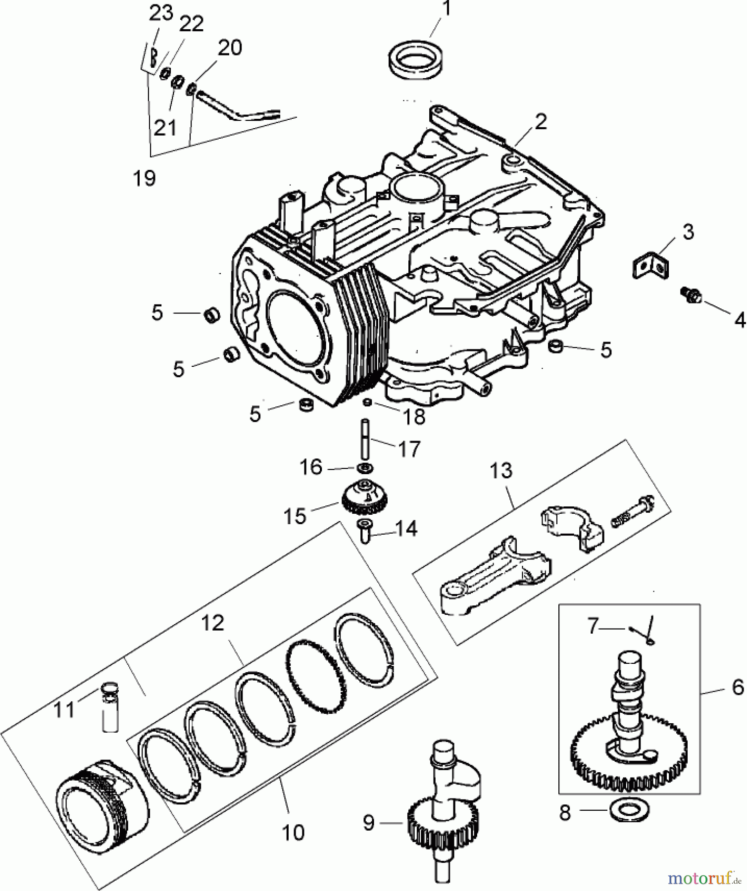  Toro Neu Mowers, Zero-Turn 74702 (18-52ZX) - Toro 18-52ZX TimeCutter ZX Riding Mower, 2004 (240000001-240000199) CRANKCASE ASSEMBLY KOHLER CV492S-27525