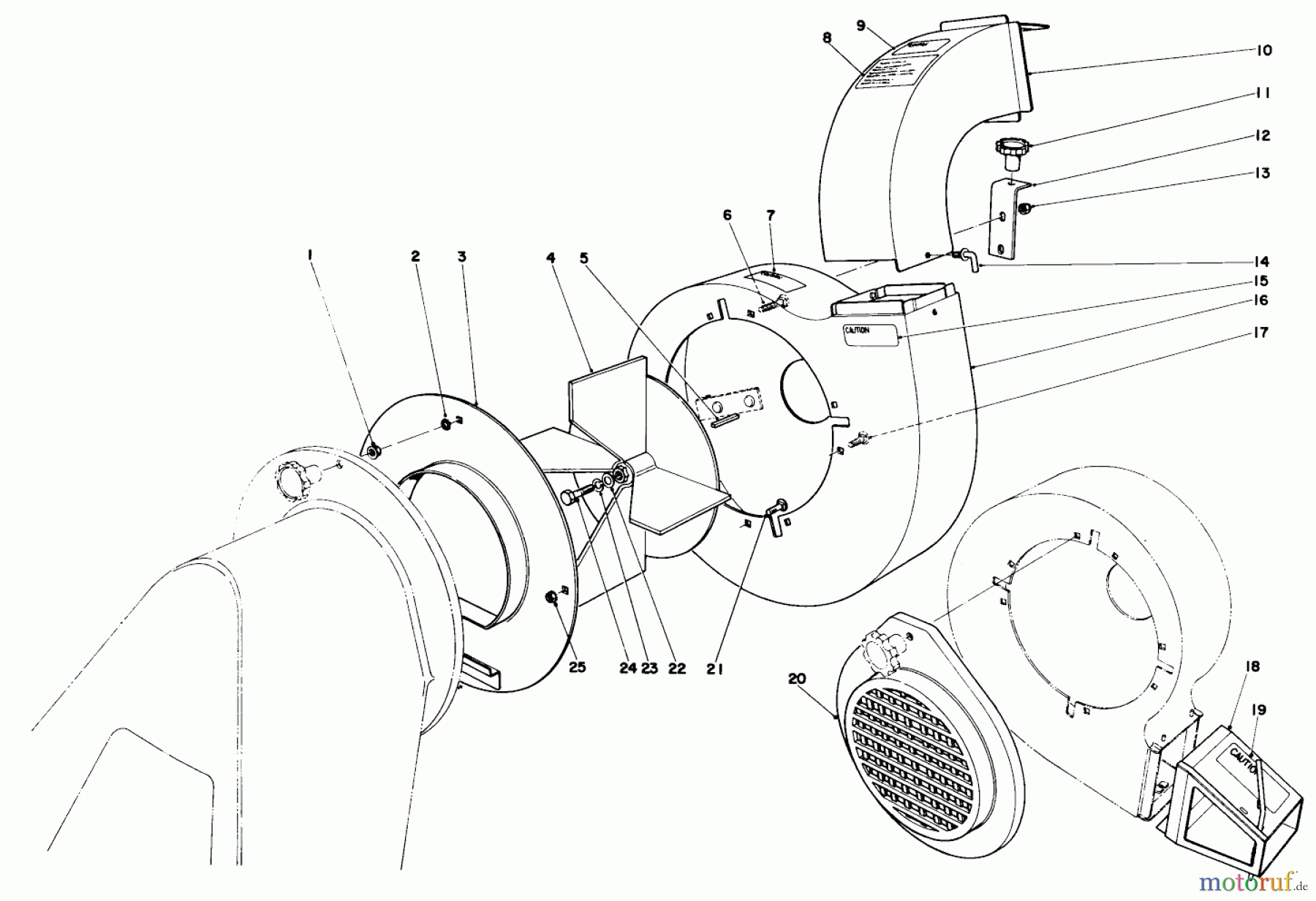 Toro Neu Blowers/Vacuums/Chippers/Shredders 62912 - Toro 5 hp Lawn Vacuum, 1975 (5000001-5999999) BLOWER ASSEMBLY (MODELS 62912 & 62923)