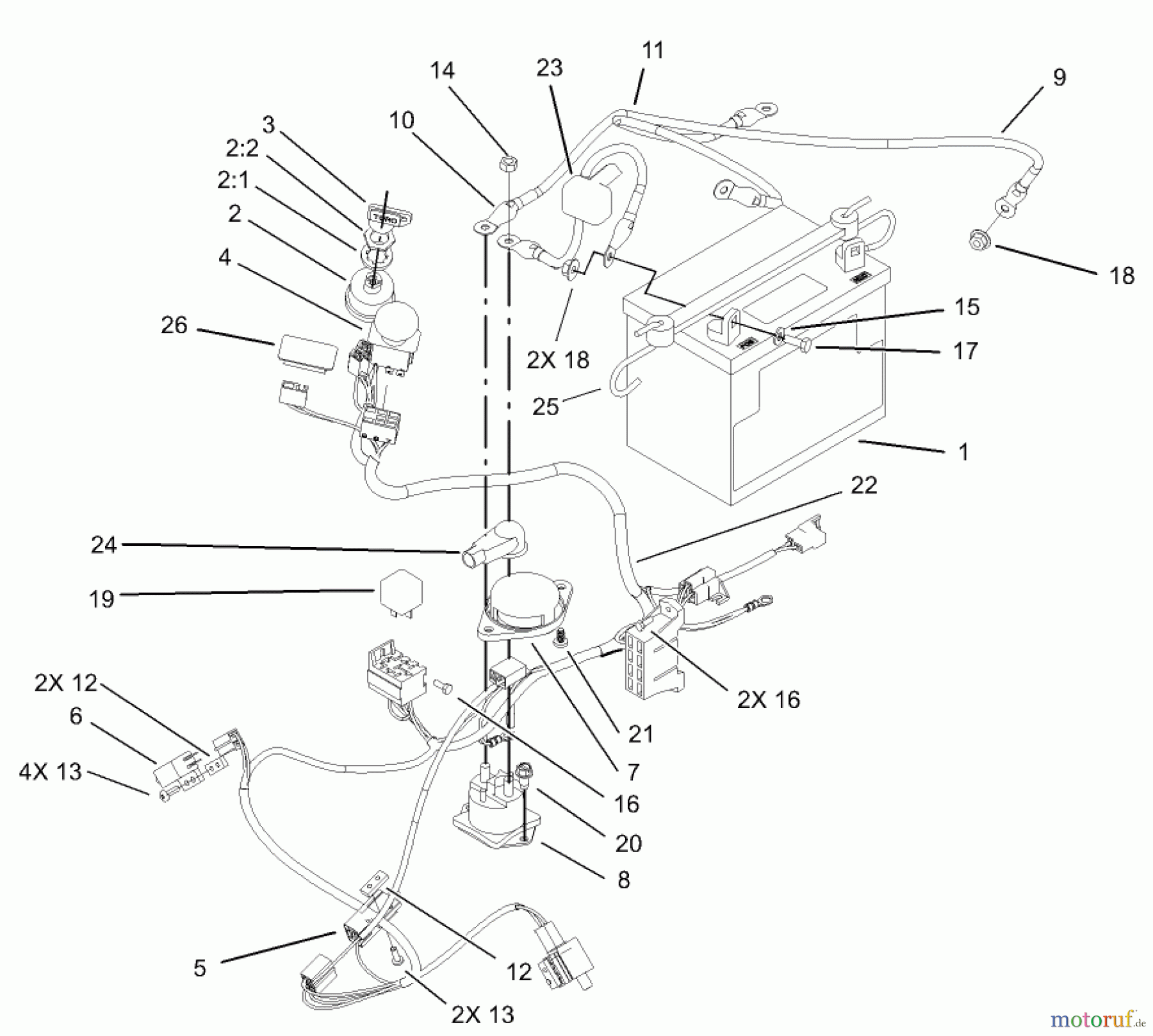  Toro Neu Mowers, Zero-Turn 74801 (18-52ZX) - Toro 18-52ZX TimeCutter ZX Riding Mower, 2003 (230000001-230999999) ELECTRICAL ASSEMBLY