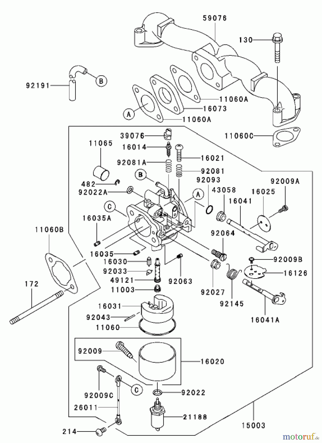  Toro Neu Mowers, Zero-Turn 74801 (Z18-52) - Toro Z18-52 TimeCutter Z Riding Mower, 2002 (220000001-220999999) CARBURETOR ASSEMBLY KAWASAKI FH 531V-AS07