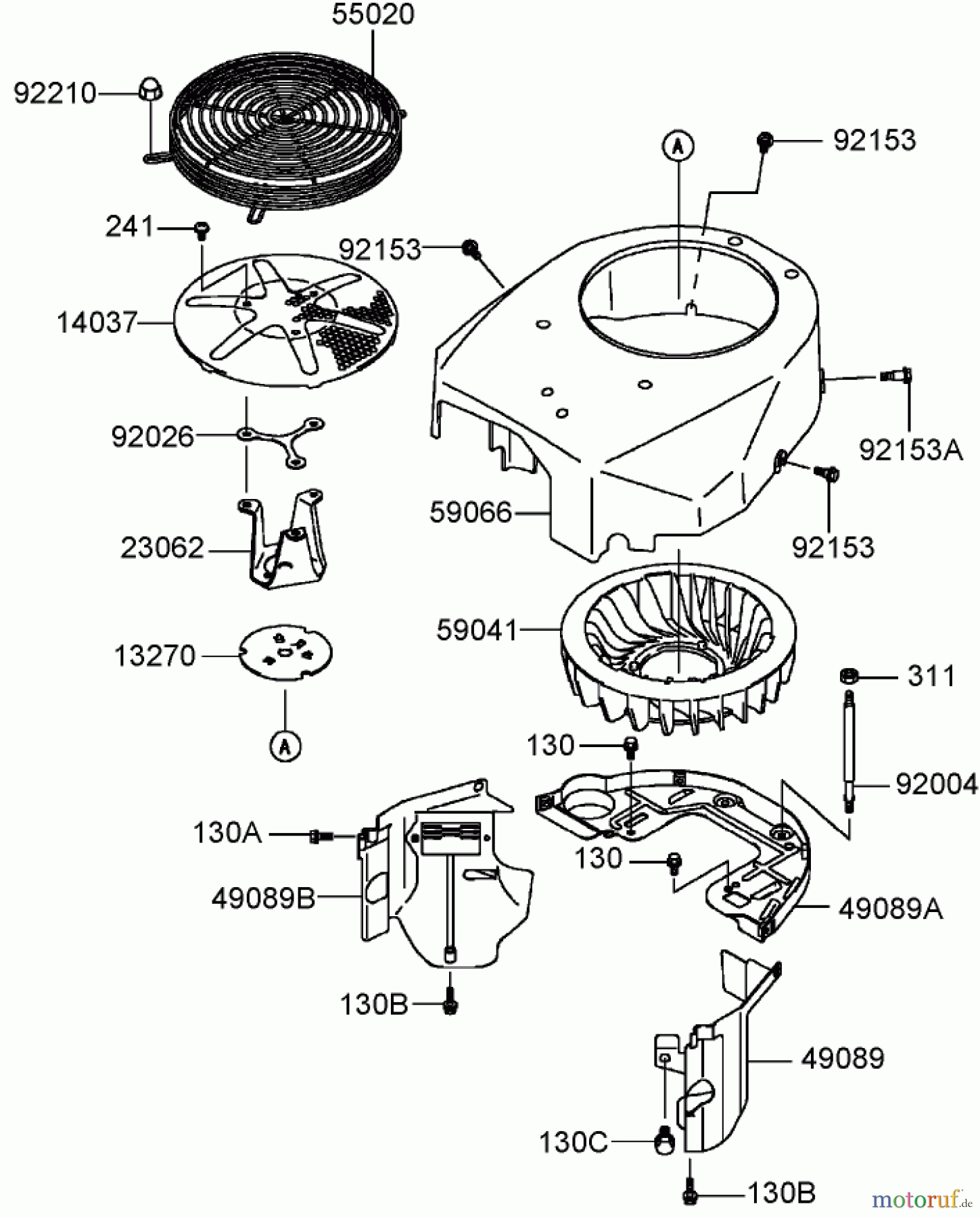  Toro Neu Mowers, Zero-Turn 74806 (ZX525) - Toro TimeCutter ZX525 Riding Mower, 2005 (250000001-250999999) COOLING EQUIPMENT ASSEMBLY KAWASAKI FH541V-AS07