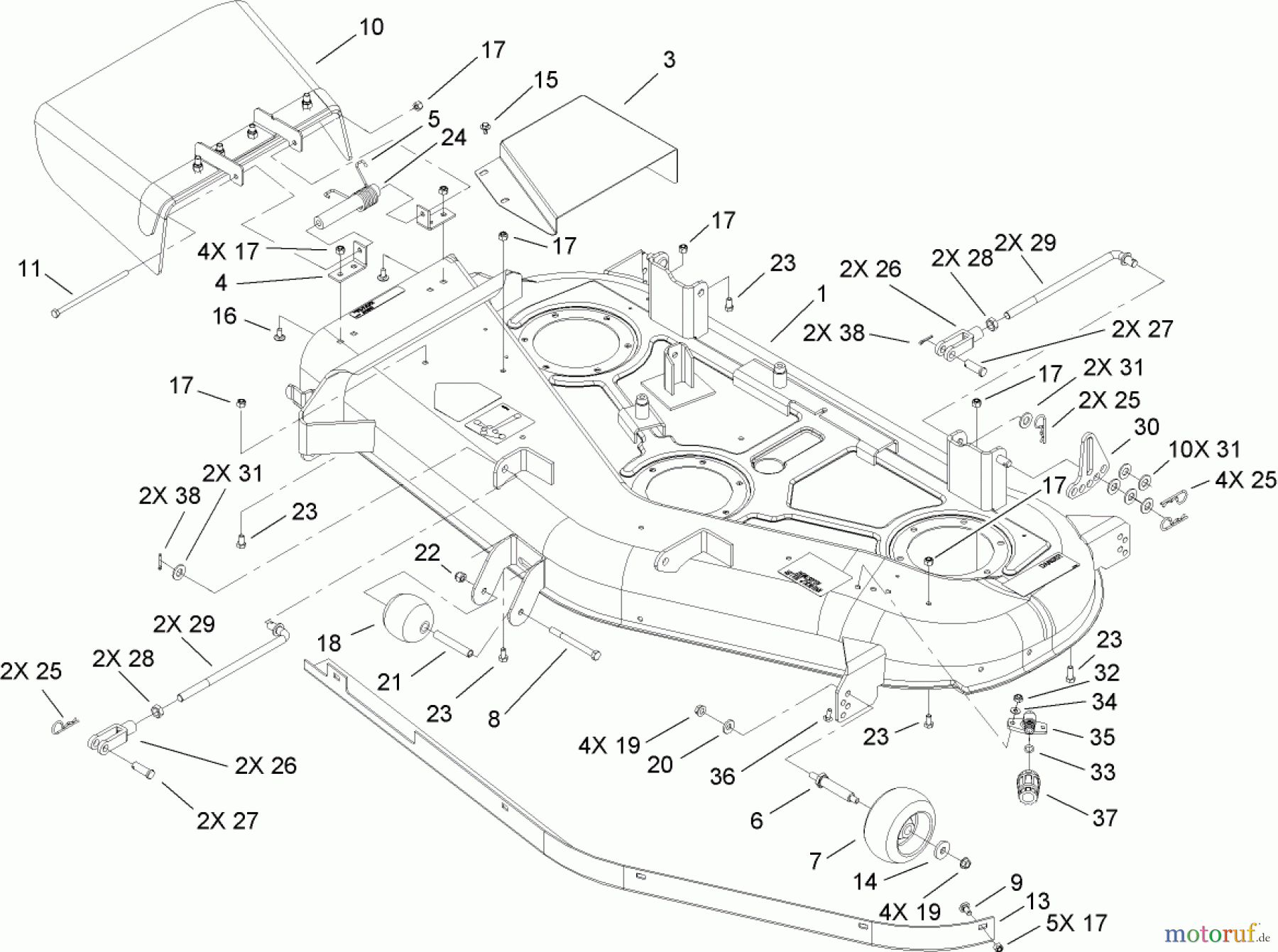  Toro Neu Mowers, Zero-Turn 74806 (ZX525) - Toro TimeCutter ZX525 Riding Mower, 2006 (260000001-260999999) 52IN DECK ASSEMBLY
