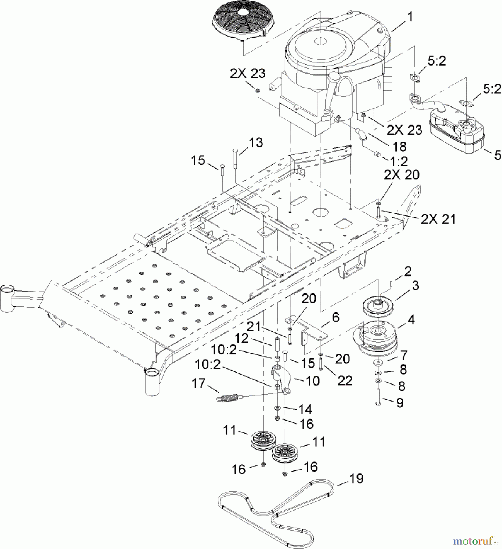  Toro Neu Mowers, Zero-Turn 74812 (Z4800) - Toro TITAN Z4800 Zero-Turn-Radius Riding Mower, 2007 (270000001-270999999) ENGINE ASSEMBLY