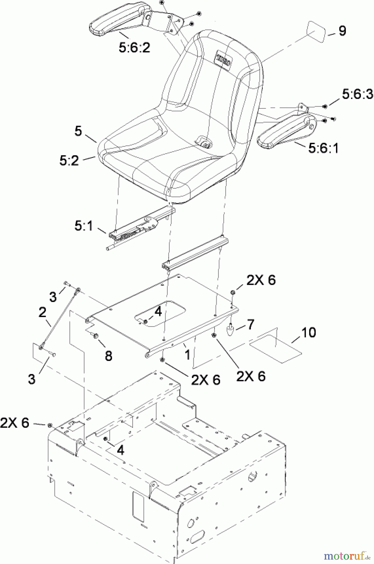  Toro Neu Mowers, Zero-Turn 74813 (Z4800) - Toro TITAN Z4800 Zero-Turn-Radius Riding Mower, 2008 (280000001-280999999) SEAT ASSEMBLY