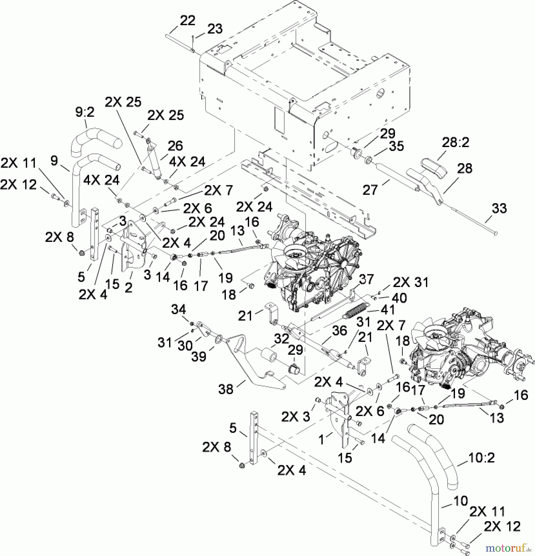  Toro Neu Mowers, Zero-Turn 74815 (Z5200) - Toro TITAN Z5200 Zero-Turn-Radius Riding Mower, 2008 (280000001-280999999) MOTION CONTROL AND BRAKE ASSEMBLY