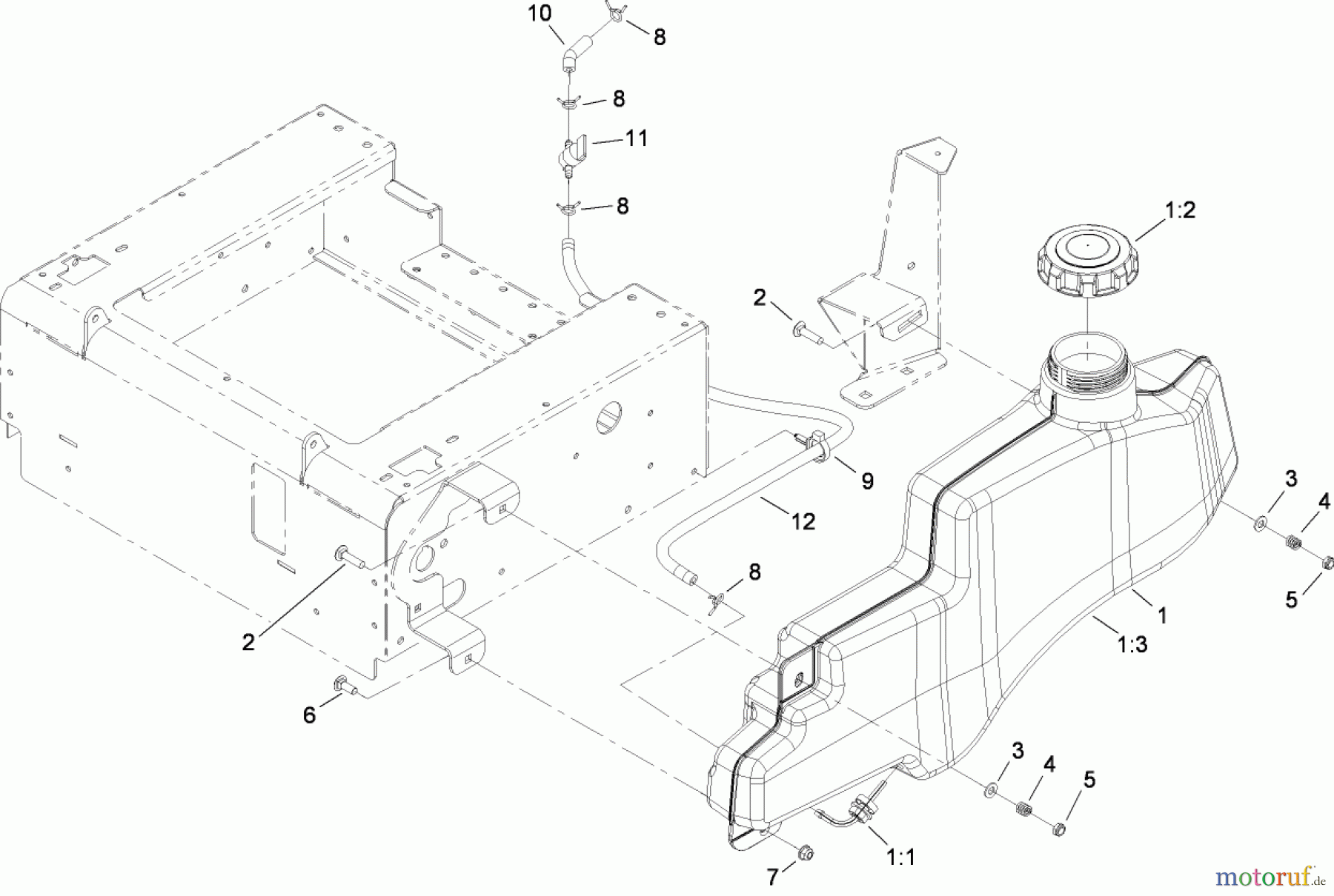  Toro Neu Mowers, Zero-Turn 74816 (Z4800) - Toro TITAN Z4800 Zero-Turn-Radius Riding Mower, 2008 (280000001-280999999) FUEL TANK ASSEMBLY