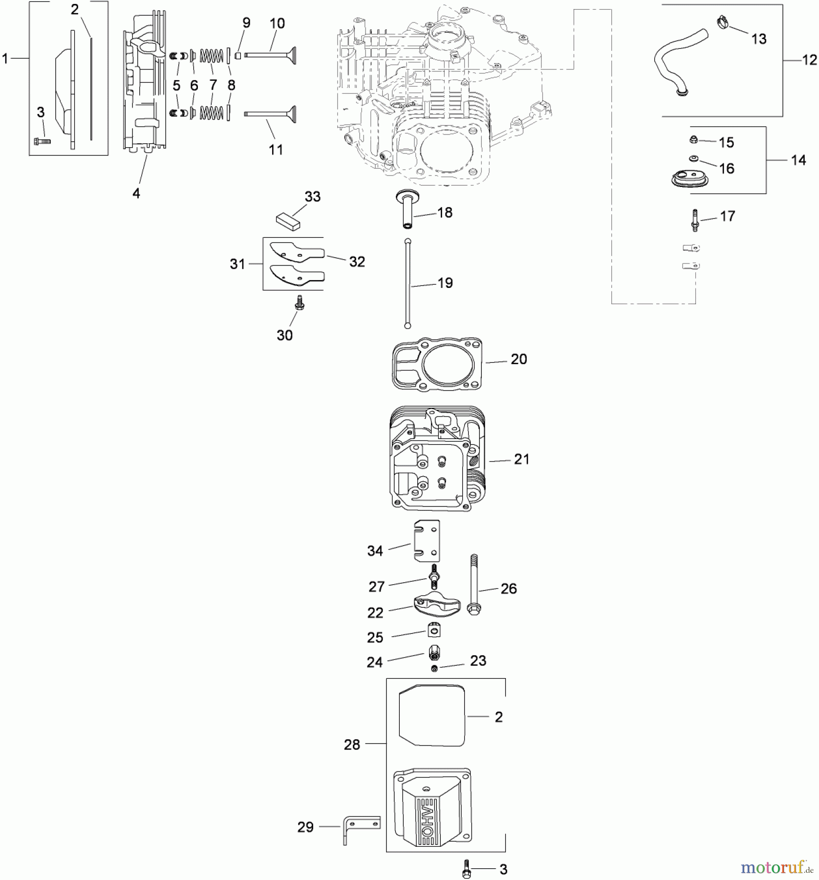  Toro Neu Mowers, Zero-Turn 74816 (Z4800) - Toro TITAN Z4800 Zero-Turn-Radius Riding Mower, 2008 (280000001-280999999) HEAD, VALVE AND BREATHER ASSEMBLY KOHLER SV820-0012