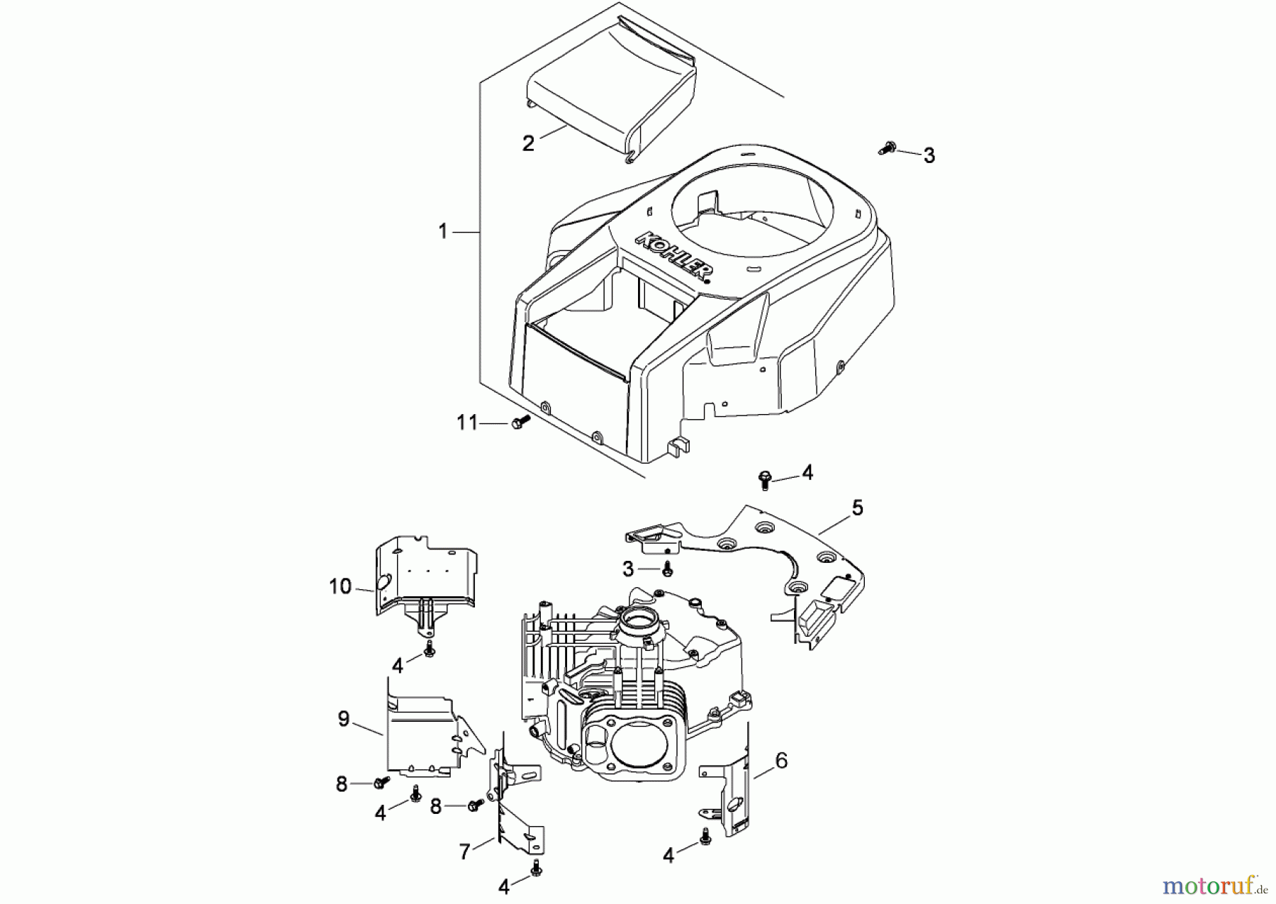  Toro Neu Mowers, Zero-Turn 74818 (Z5200) - Toro TITAN Z5200 Zero-Turn-Radius Riding Mower, 2008 (280000001-280999999) BLOWER HOUSING ASSEMBLY KOHLER SV830-0014