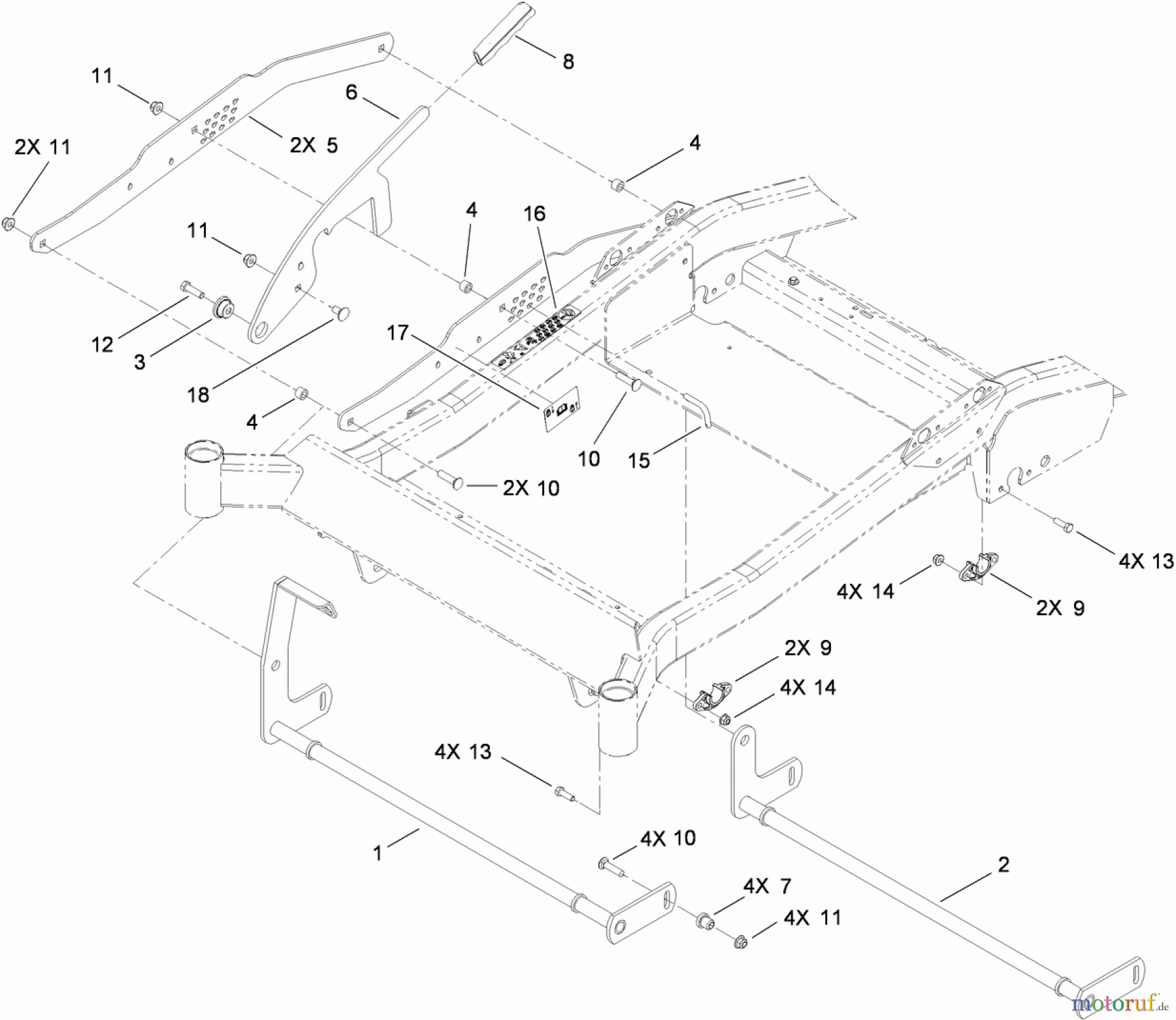  Toro Neu Mowers, Zero-Turn 74820 (ZX5000) - Toro TITAN ZX5000 Zero-Turn-Radius Riding Mower, 2010 (310000001-310999999) DECK LIFT ASSEMBLY