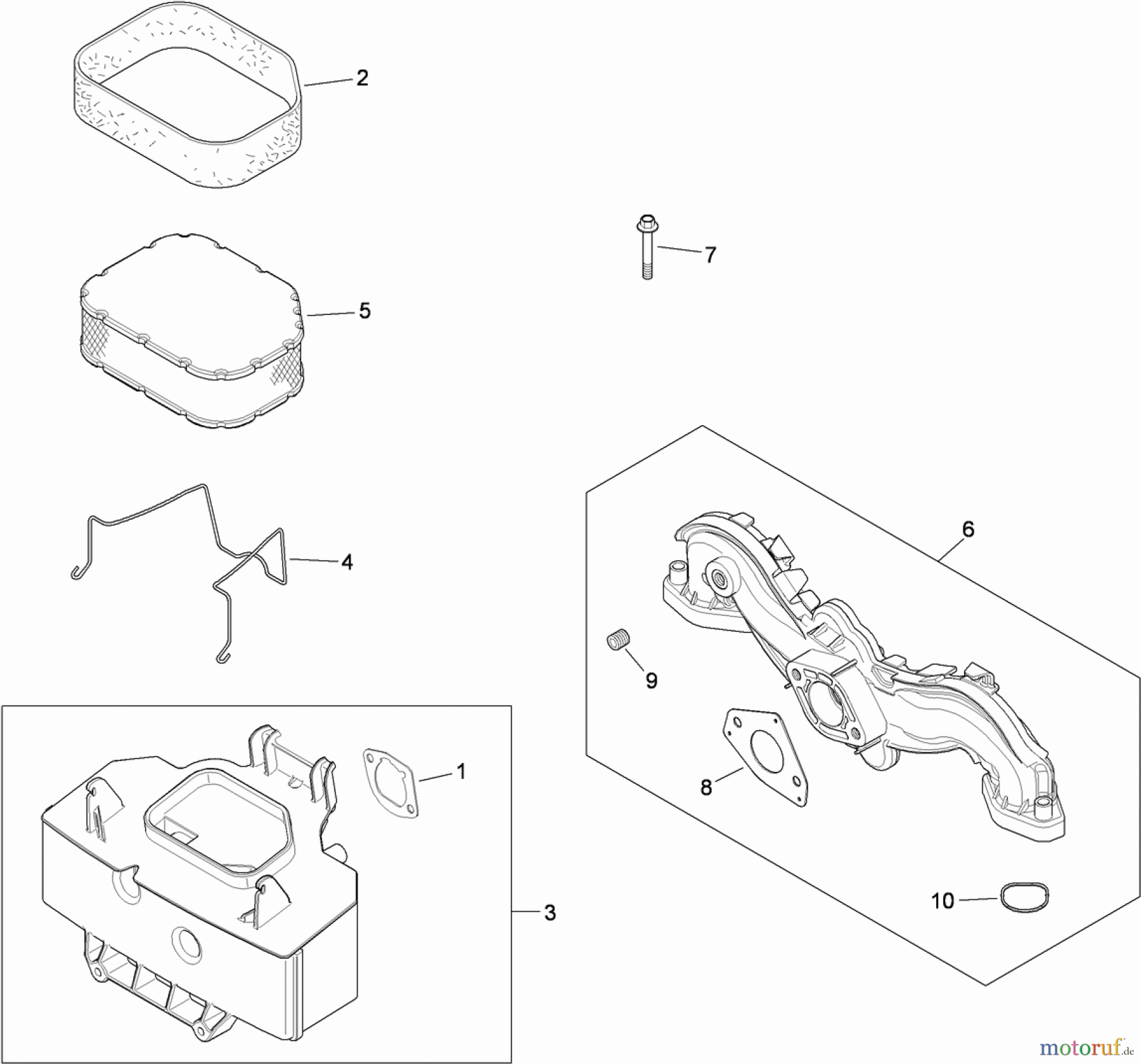  Toro Neu Mowers, Zero-Turn 74822 (ZX5400) - Toro TITAN ZX5400 Zero-Turn-Radius Riding Mower, 2009 (290000001-290999999) AIR INTAKE AND FILTRATION ASSEMBLY KOHLER SV820-0015