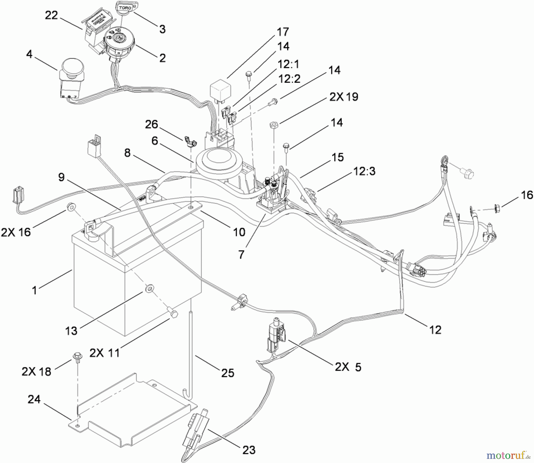 Toro Neu Mowers, Zero-Turn 74823 (ZX6000) - Toro TITAN ZX6000 Zero-Turn-Radius Riding Mower, 2009 (290000001-290999999) ELECTRICAL ASSEMBLY