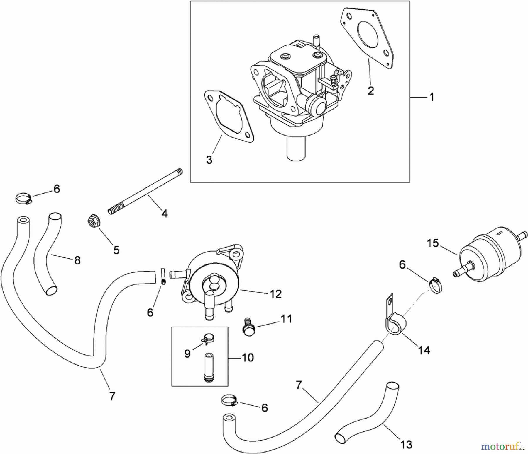  Toro Neu Mowers, Zero-Turn 74823 (ZX6000) - Toro TITAN ZX6000 Zero-Turn-Radius Riding Mower, 2009 (290000001-290999999) FUEL SYSTEM ASSEMBLY KOHLER SV830-0016