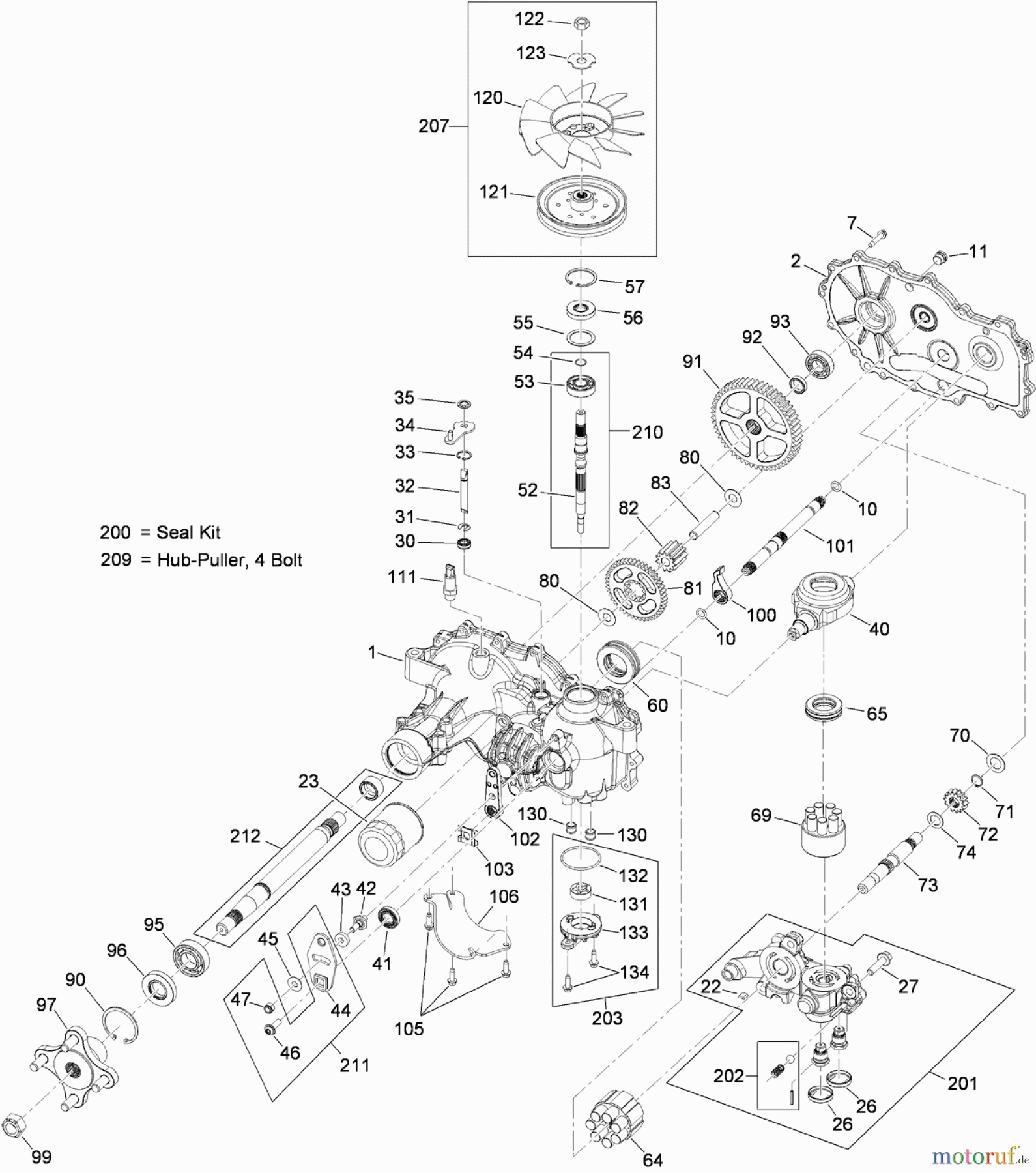  Toro Neu Mowers, Zero-Turn 74823 (ZX6000) - Toro TITAN ZX6000 Zero-Turn-Radius Riding Mower, 2009 (290000001-290999999) RH HYDRO ASSEMBLY