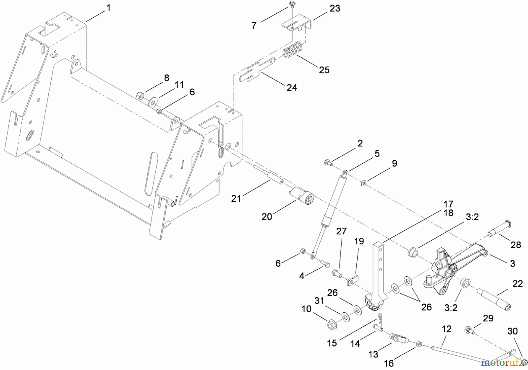  Toro Neu Mowers, Zero-Turn 74824 (ZX6050) - Toro TITAN ZX6050 Zero-Turn-Radius Riding Mower, 2009 (290000001-290999999) MOTION CONTROL ASSEMBLY