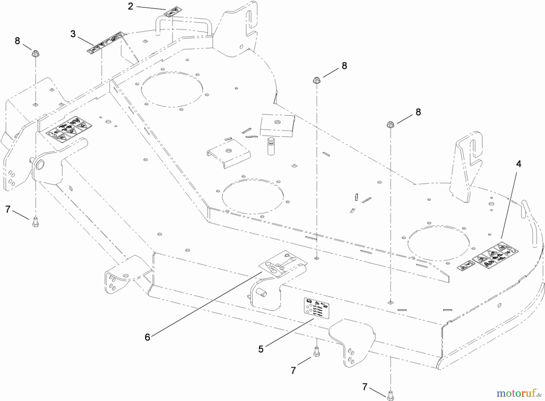  Toro Neu Mowers, Zero-Turn 74832 (ZX5450) - Toro TITAN ZX5450 Zero-Turn-Radius Riding Mower, 2010 (310000001-310999999) DECK AND DECAL ASSEMBLY NO. 117-5374