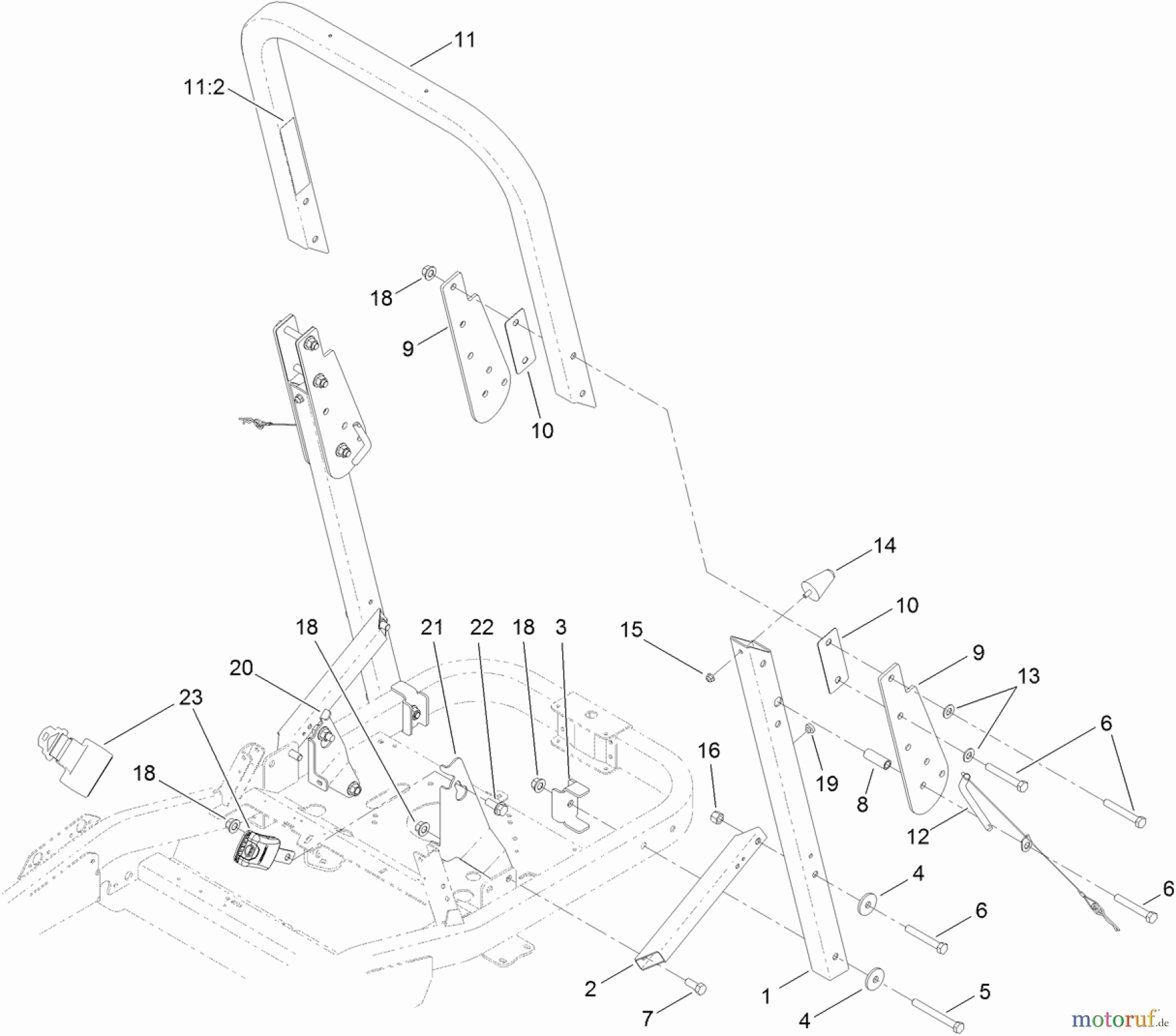  Toro Neu Mowers, Zero-Turn 74842 (ZX5420) - Toro TITAN ZX5420 Zero-Turn-Radius Riding Mower, 2012 (SN 312000001-312999999) ROLL-OVER PROTECTION SYSTEM ASSEMBLY