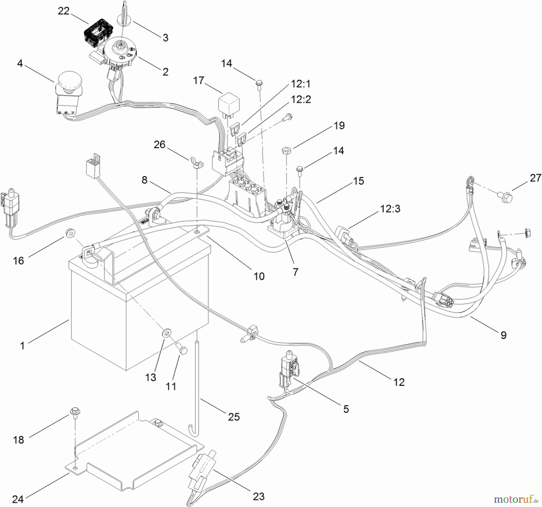 Toro Neu Mowers, Zero-Turn 74871 (MX4880) - Toro TITAN MX4880 Zero-Turn-Radius Riding Mower, 2011 (311000001-311999999) ELECTRICAL ASSEMBLY
