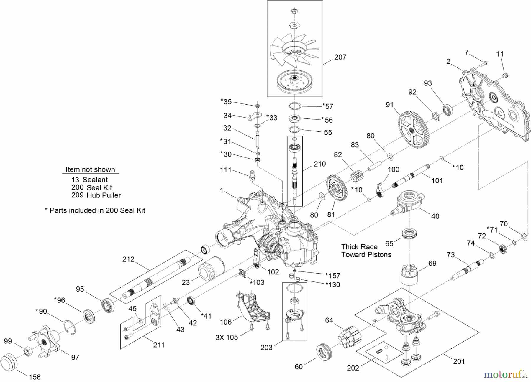  Toro Neu Mowers, Zero-Turn 74871 (MX4880) - Toro TITAN MX4880 Zero-Turn-Radius Riding Mower, 2011 (311000001-311999999) RH HYDRO TRANSMISSION ASSEMBLY NO. 119-8893