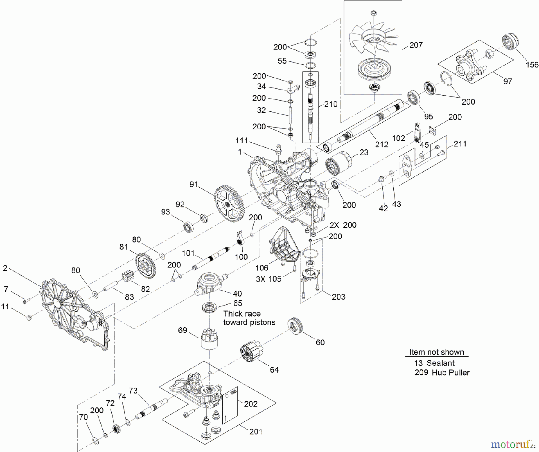  Toro Neu Mowers, Zero-Turn 74871 (MX4880) - Toro TITAN MX4880 Zero-Turn-Radius Riding Mower, 2012 (SN 312000001-312999999) LH HYDRO TRANSMISSION ASSEMBLY NO. 119-8892