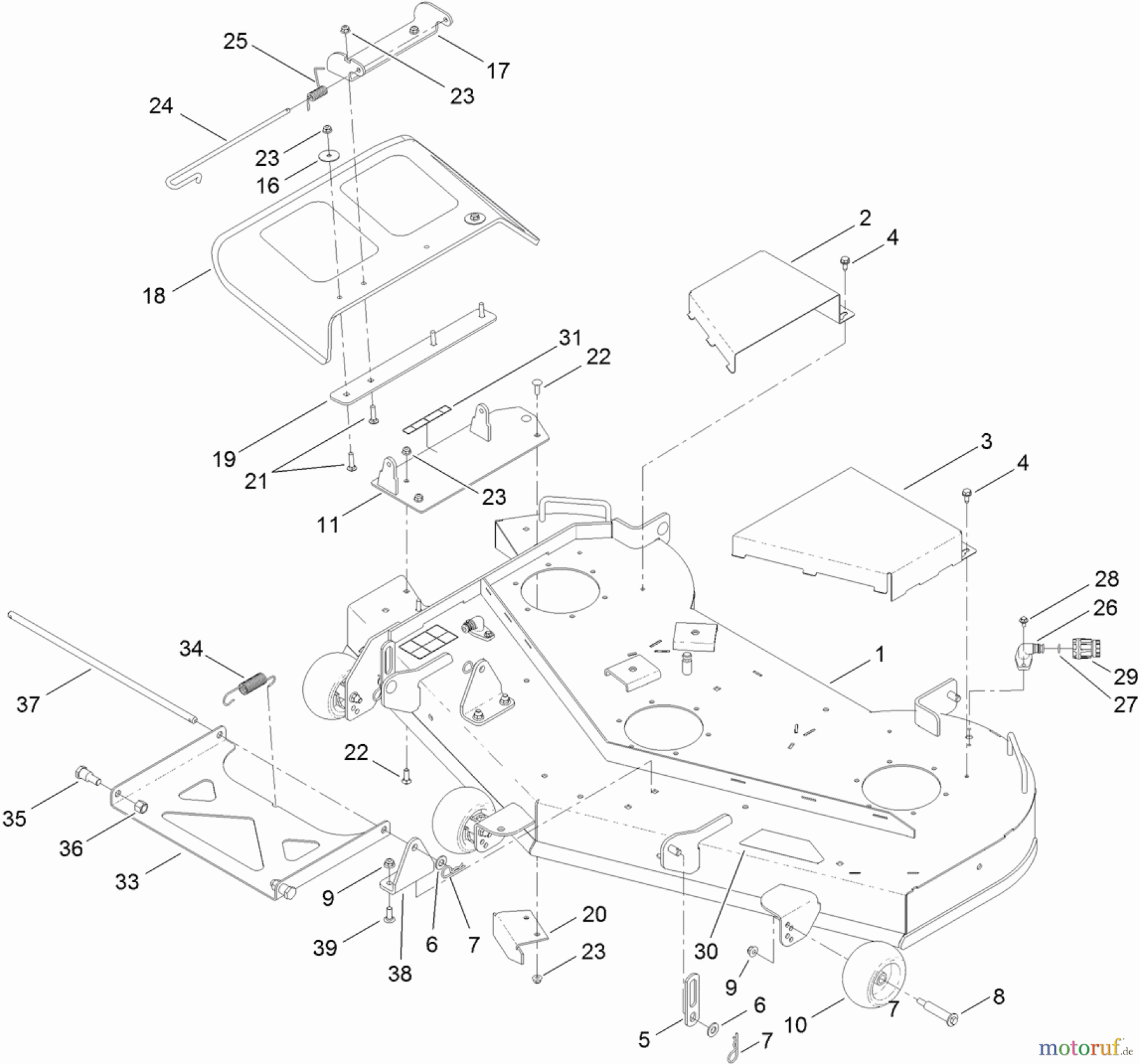  Toro Neu Mowers, Zero-Turn 74872 (MX5480) - Toro TITAN MX5480 Zero-Turn-Radius Riding Mower, 2011 (311000001-311999999) 54 INCH DECK ASSEMBLY