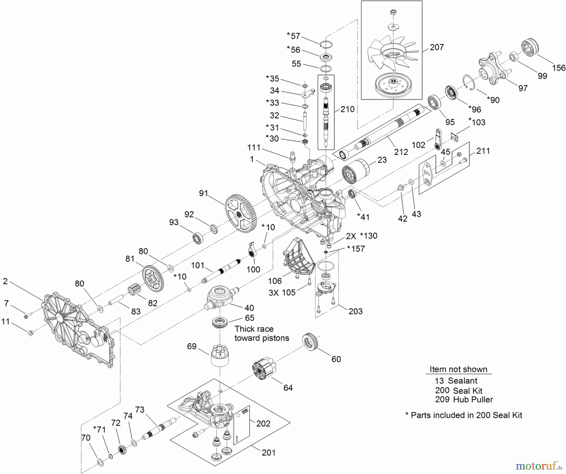  Toro Neu Mowers, Zero-Turn 74872 (MX5480) - Toro TITAN MX5480 Zero-Turn-Radius Riding Mower, 2011 (311000001-311999999) LH HYDRO TRANSMISSION ASSEMBLY NO. 119-8892