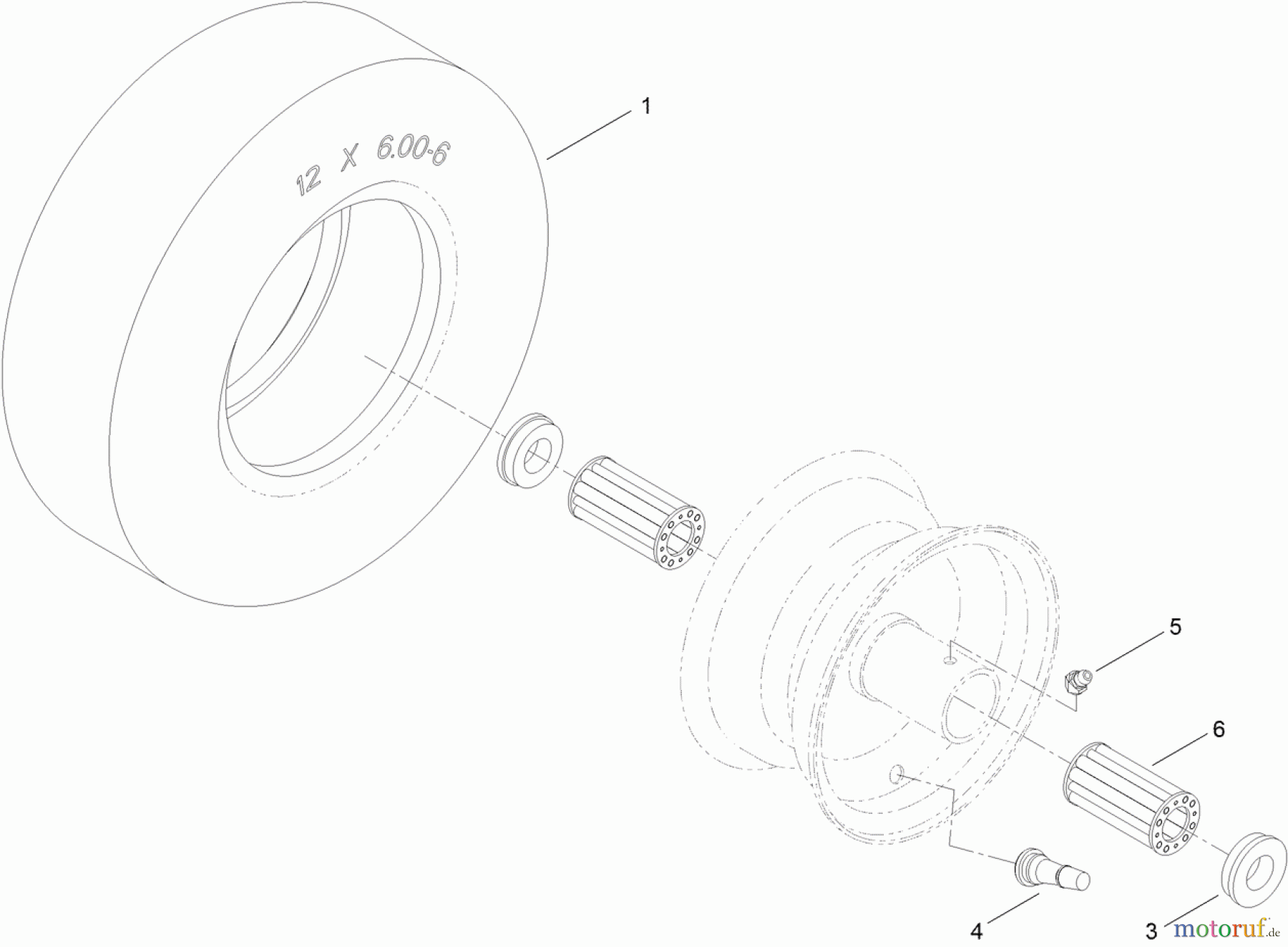  Toro Neu Mowers, Zero-Turn 74872 (MX5480) - Toro TITAN MX5480 Zero-Turn-Radius Riding Mower, 2011 (311000001-311999999) WHEEL AND TIRE ASSEMBLY NO. 120-5506