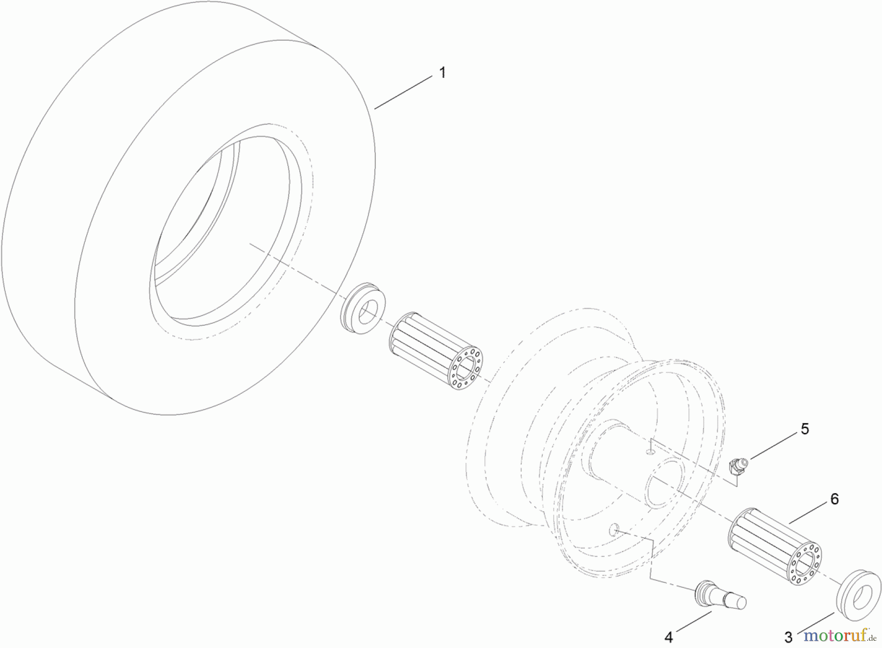  Toro Neu Mowers, Zero-Turn 74873 (MX6080) - Toro TITAN MX6080 Zero-Turn-Radius Riding Mower, 2012 (SN 312000001-312999999) WHEEL AND TIRE ASSEMBLY NO. 120-5506