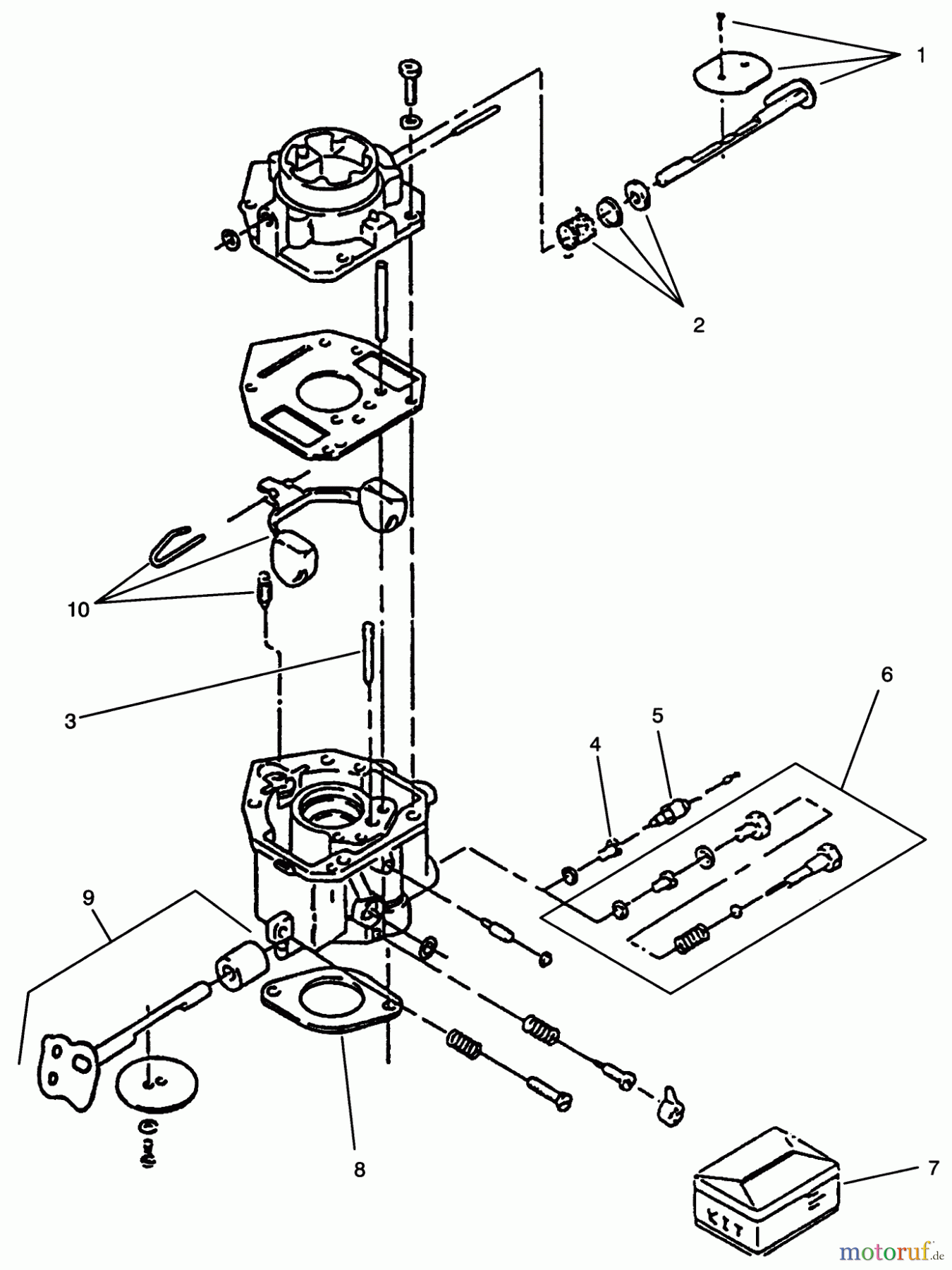  Toro Neu Mowers, Zero-Turn Y1-20OE03 (620-Z) - Toro 620-Z Tractor, 1992 (2000001-2999999) CARBURETOR COMPONENTS ASSEMBLY