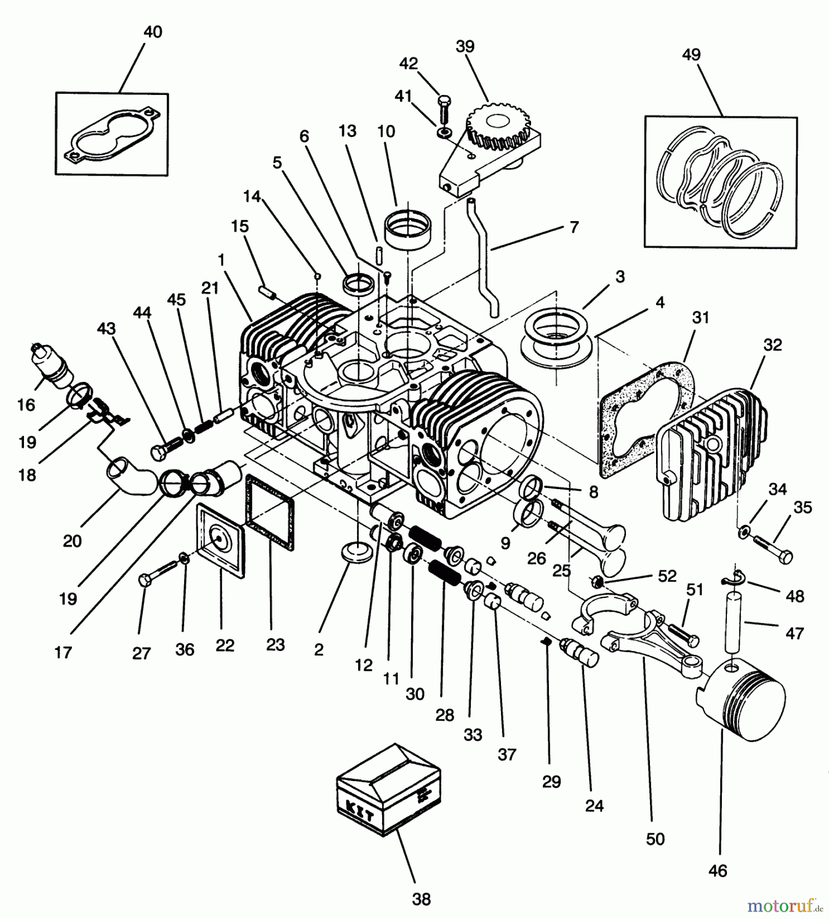  Toro Neu Mowers, Zero-Turn Y1-16OE04 (616-Z) - Toro 616-Z Tractor, 1992 (2000001-2999999) ENGINE CYLINDER BLOCK ASSEMBLY